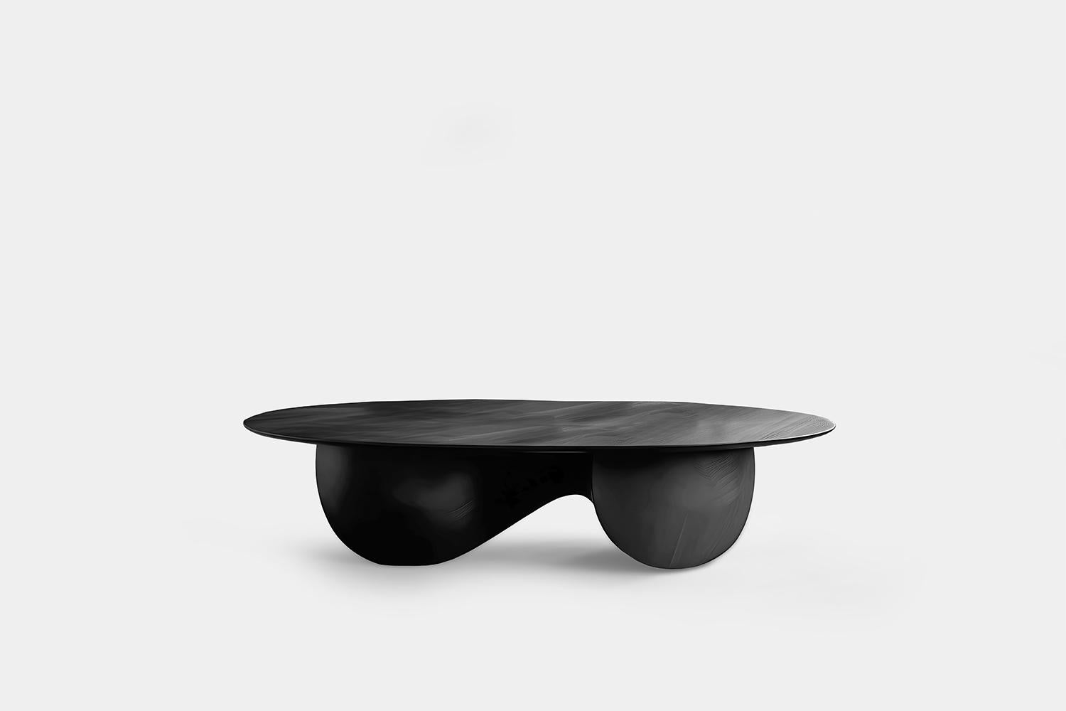 Solid Wood Black Tinted Coffee Table, Fishes Series 8 by Joel Escalona For Sale 1