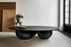 Solid Wood Black Tinted Coffee Table, Fishes Series 9 by Joel Escalona