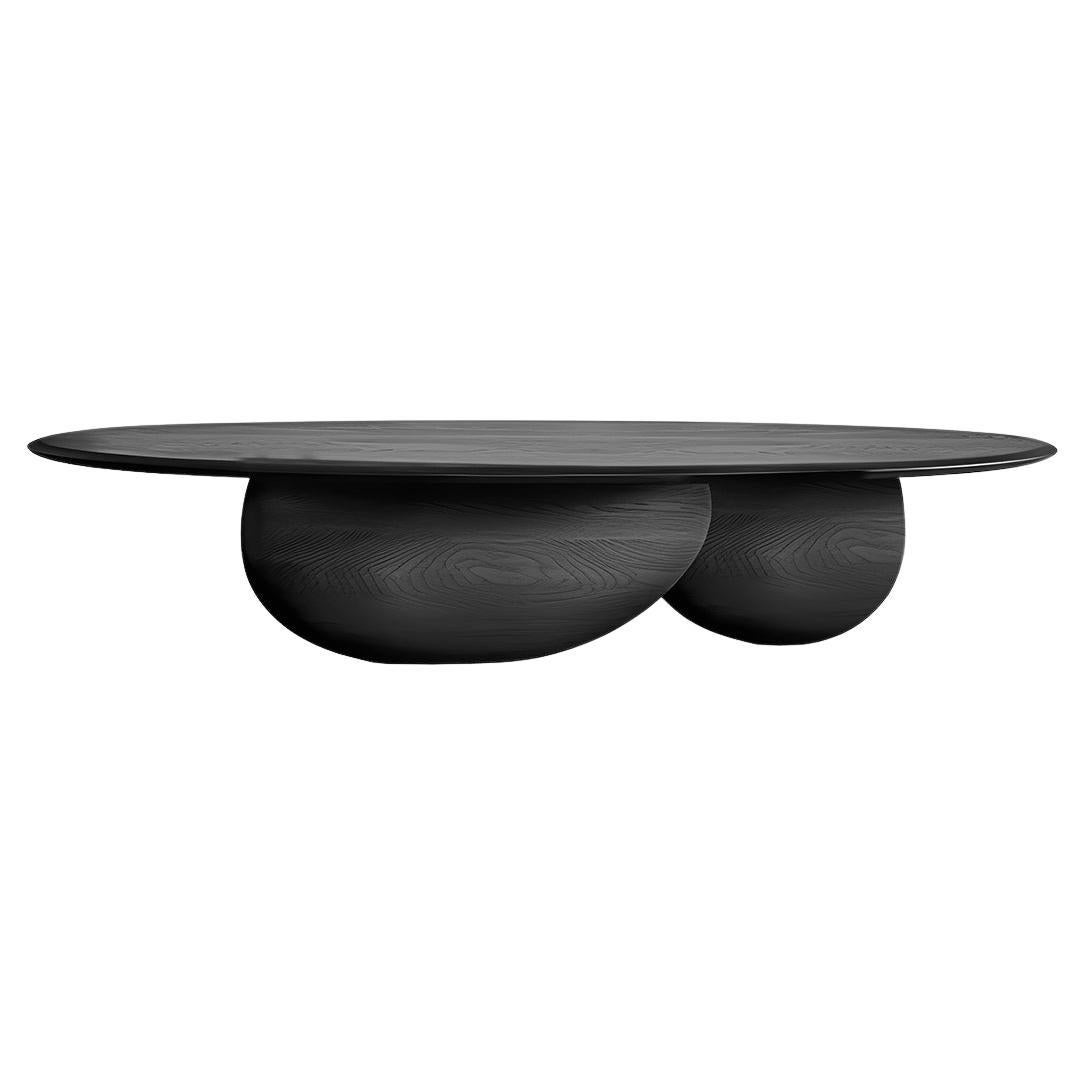 Solid Wood Black Tinted Coffee Table, Fishes Series 9 by Joel Escalona For Sale