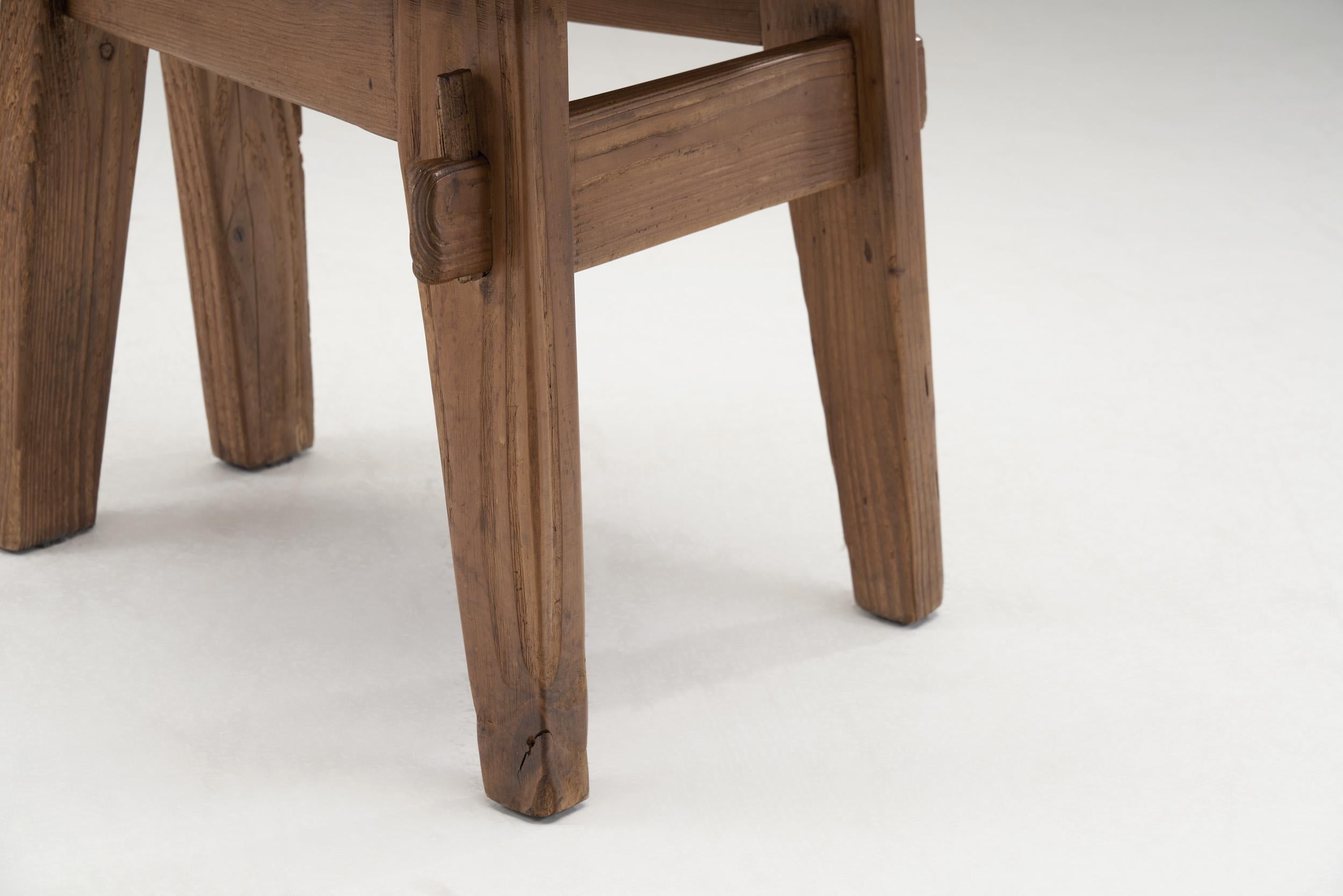 Solid Wood Brutalist Chairs with Mortise and Tenon Joinery, Europe, circa 1960s 11
