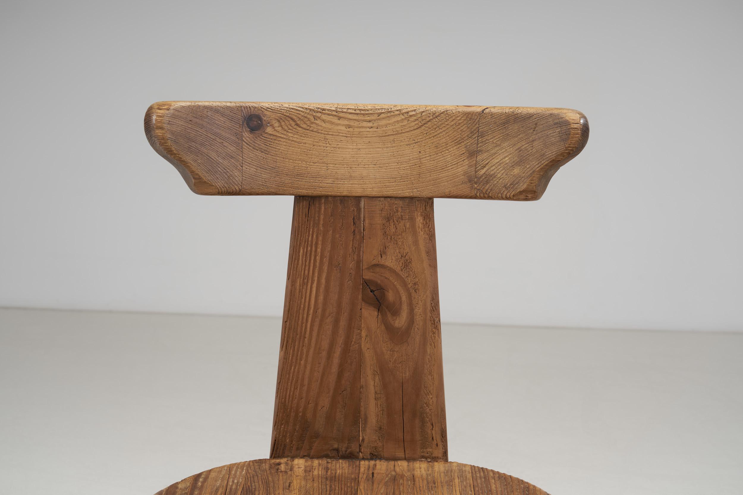 Solid Wood Brutalist Chairs with Mortise and Tenon Joinery, Europe, circa 1960s 3
