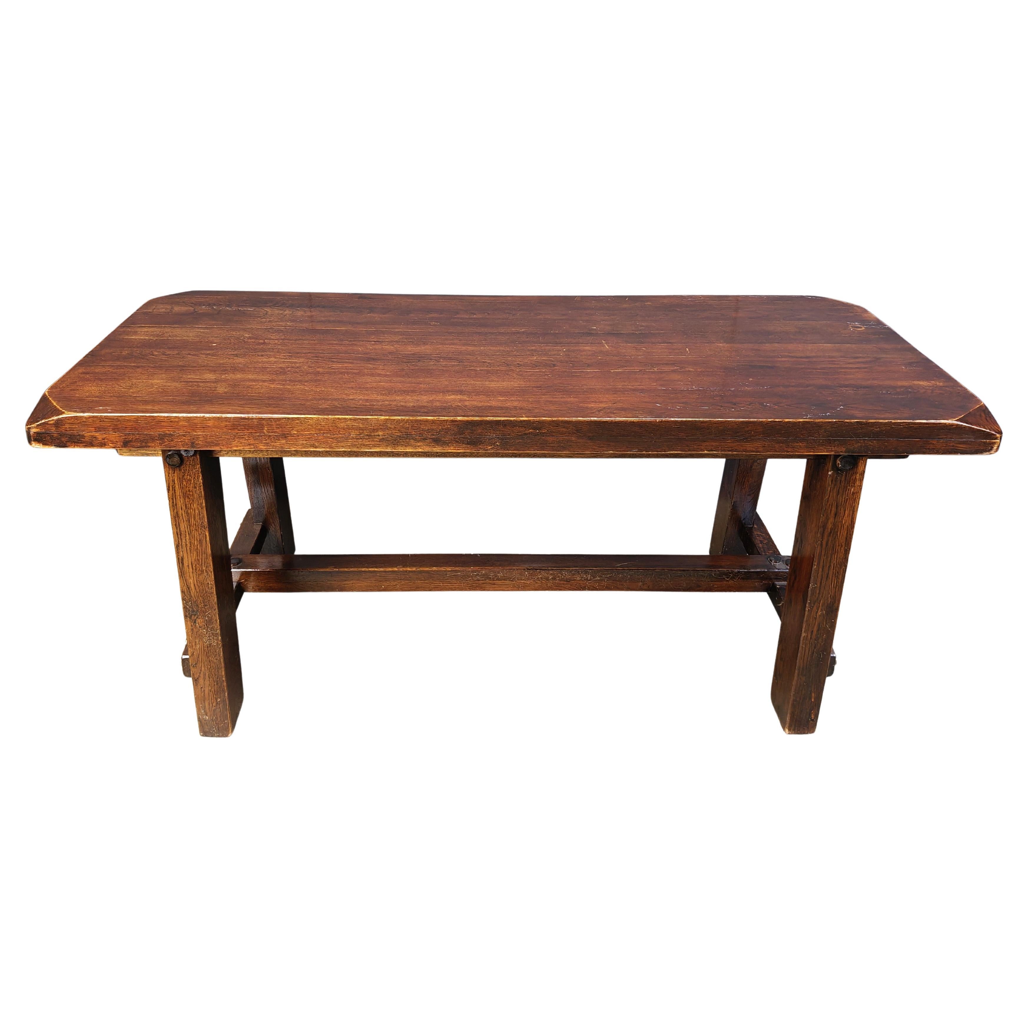 Table de salle à manger brutaliste en bois massif, années 1960