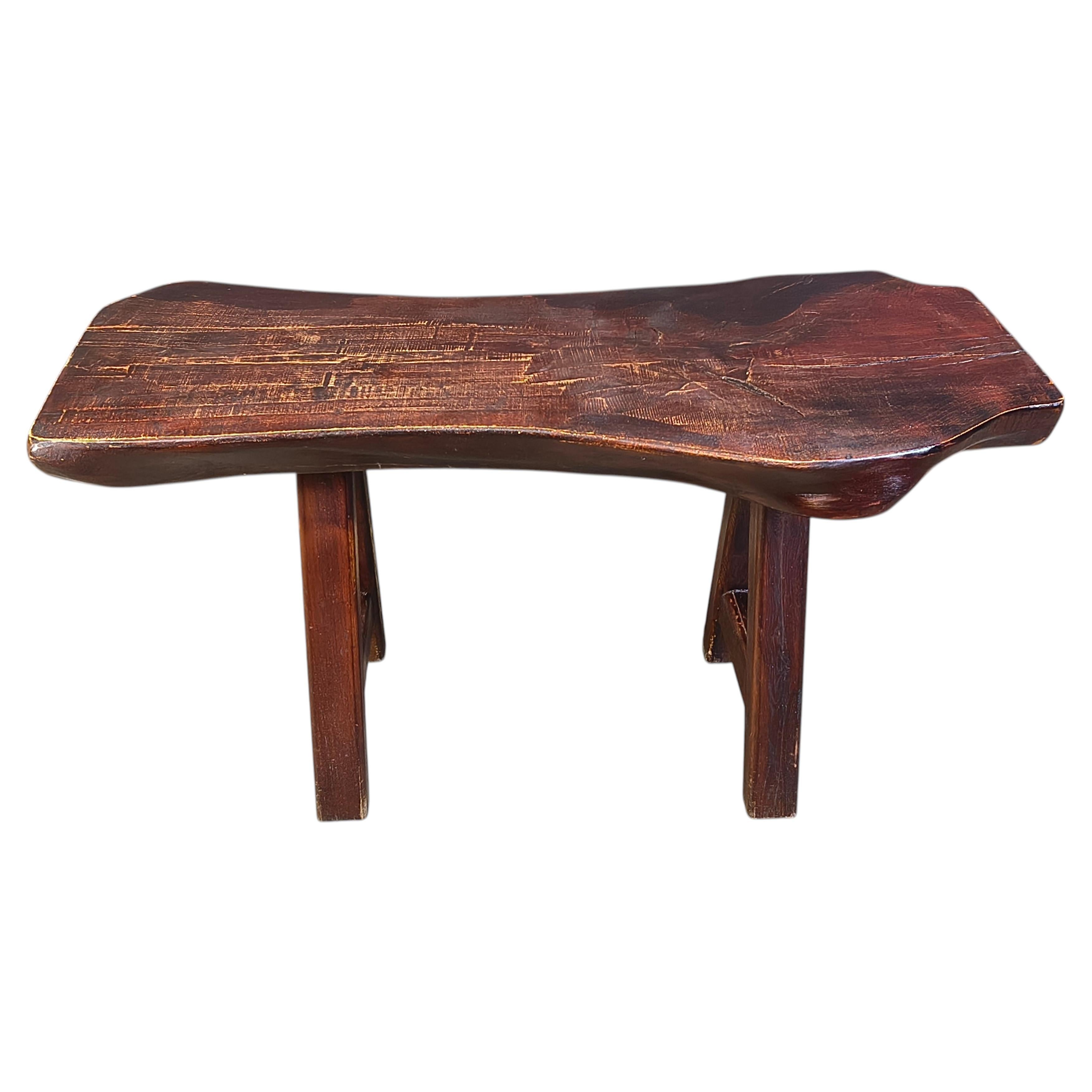Solid wood brutalist dining table by Mobichalet, 1960s For Sale