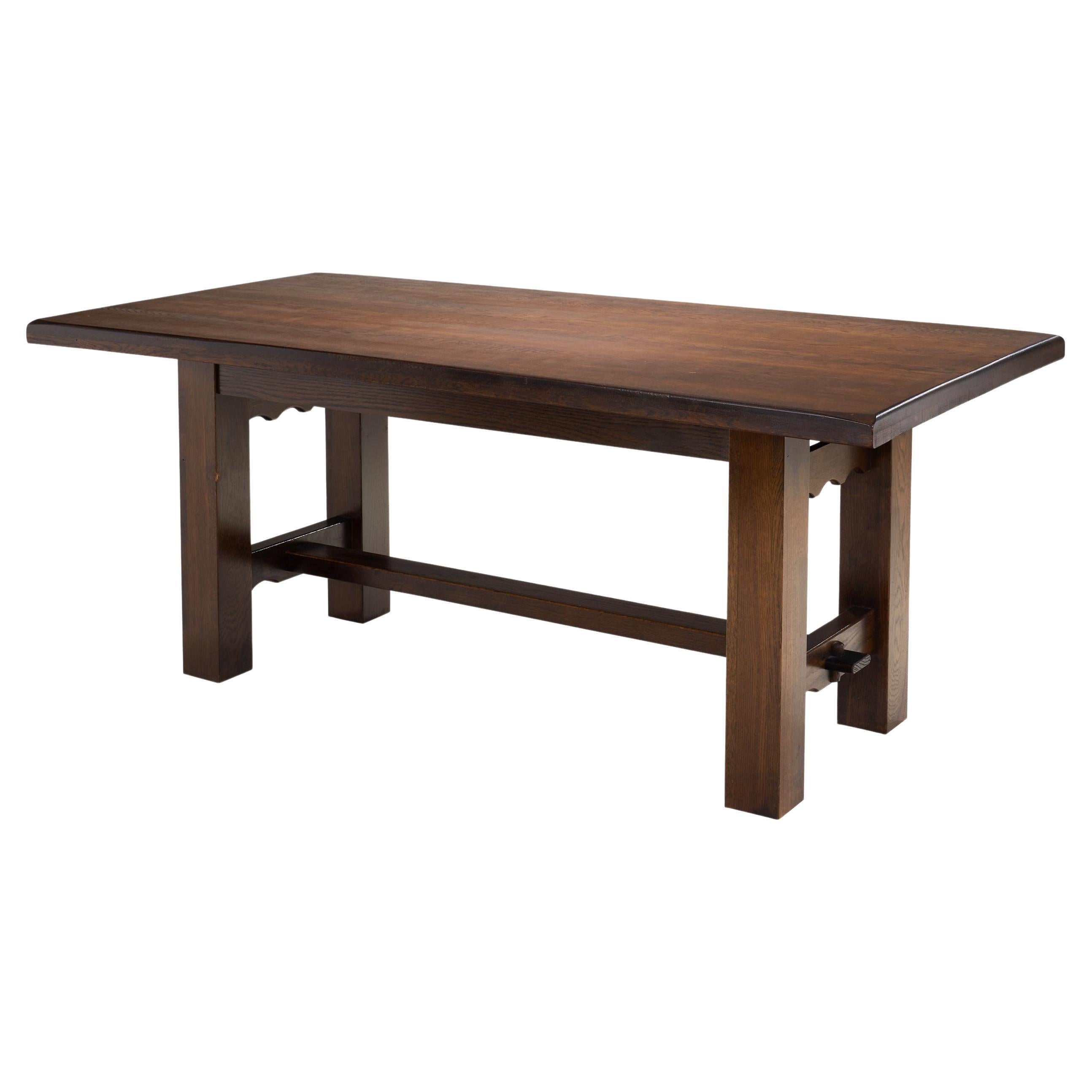 Solid Wood Brutalist Dining Table, Europe 20th Century