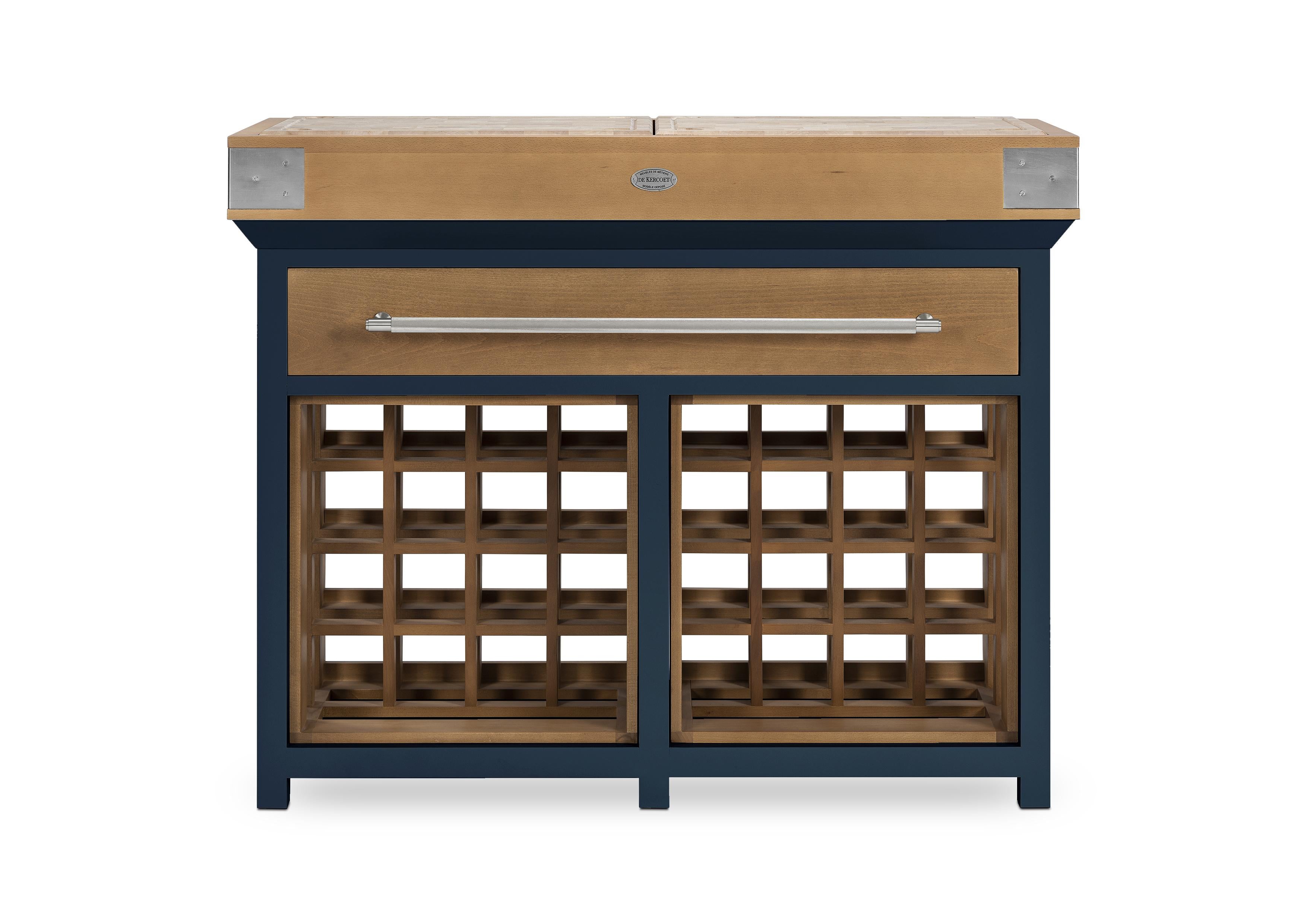 Moderne Table de travail en Wood Wood avec support à vin End-Grain Top par De Kercoet en vente