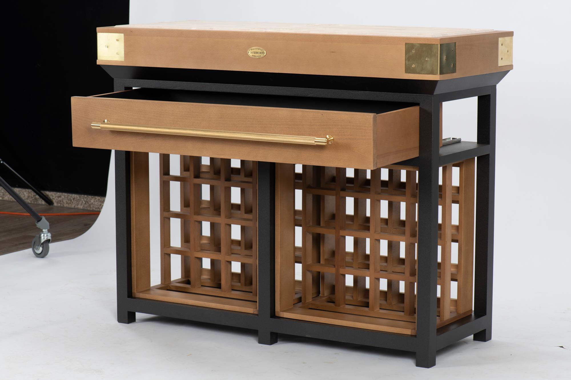 Hêtre Table de travail en Wood Wood avec support à vin End-Grain Top par De Kercoet en vente