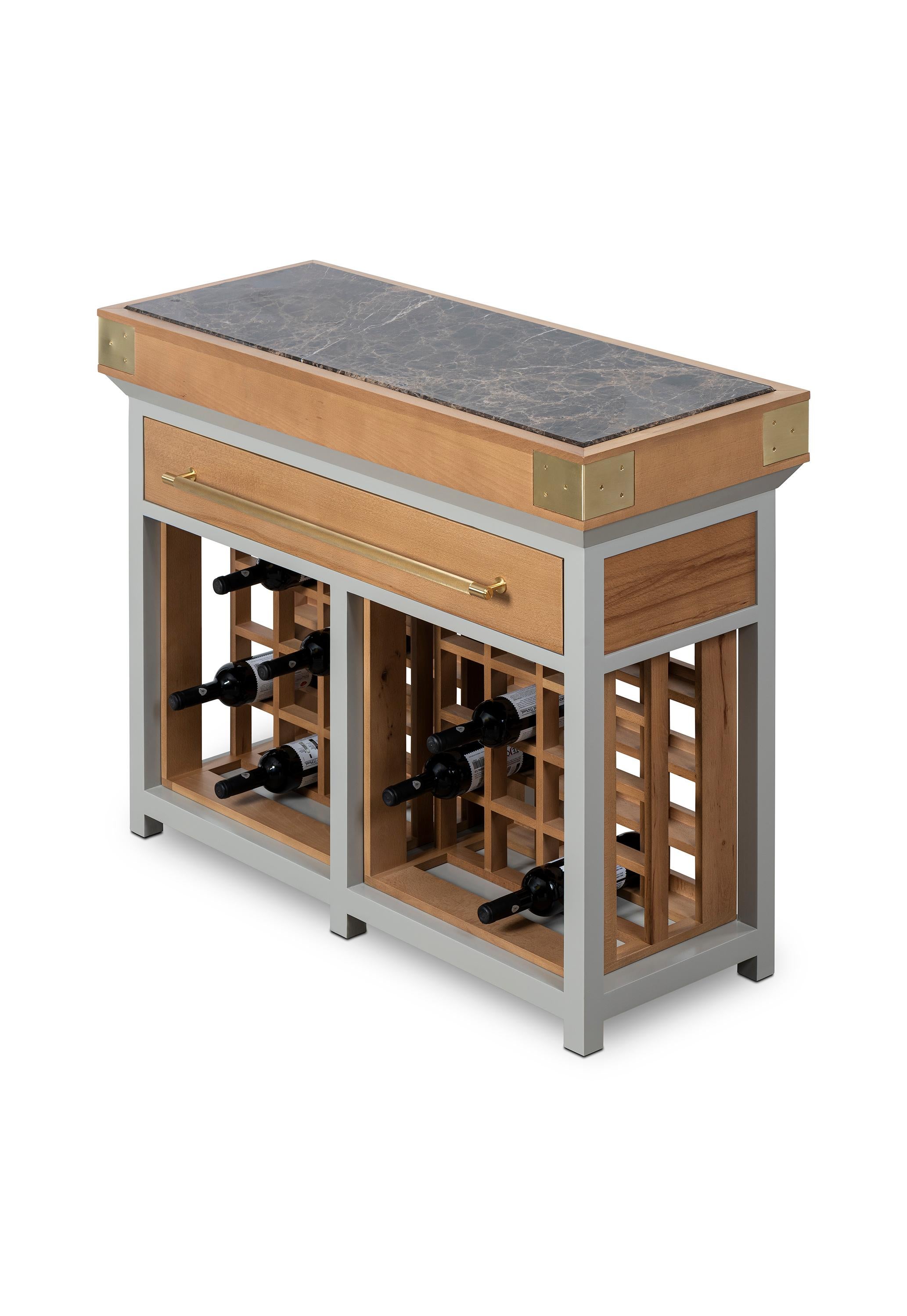 Table de travail en Wood Wood avec support à vin End-Grain Top par De Kercoet en vente 1