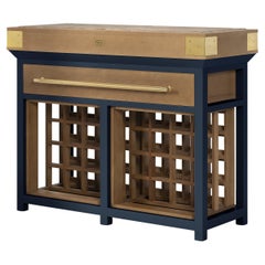 Solid Wood Butcher Block work table with End-Grain Top wine rack by De Kercoet