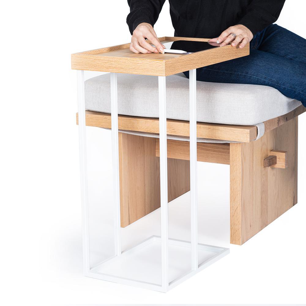 Hand-Crafted Solid Wood C-Shaped Side Table / Plant Stand – EDGE Series For Sale