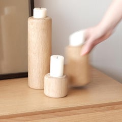 Solid Wood Candle Holder Set