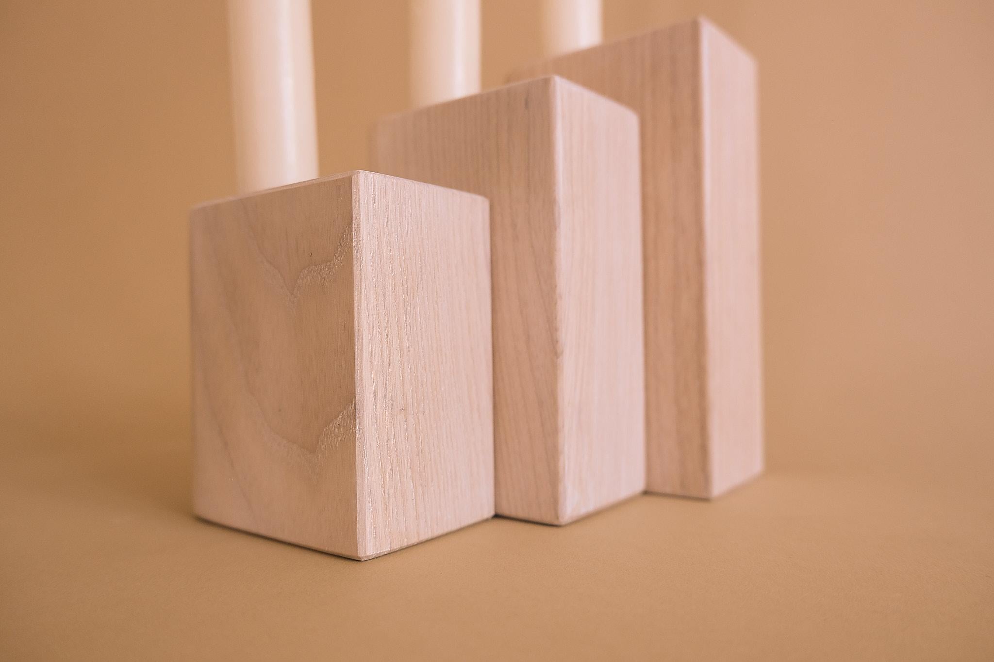 Minimalist Solid Wood Candleholders - Ash For Sale