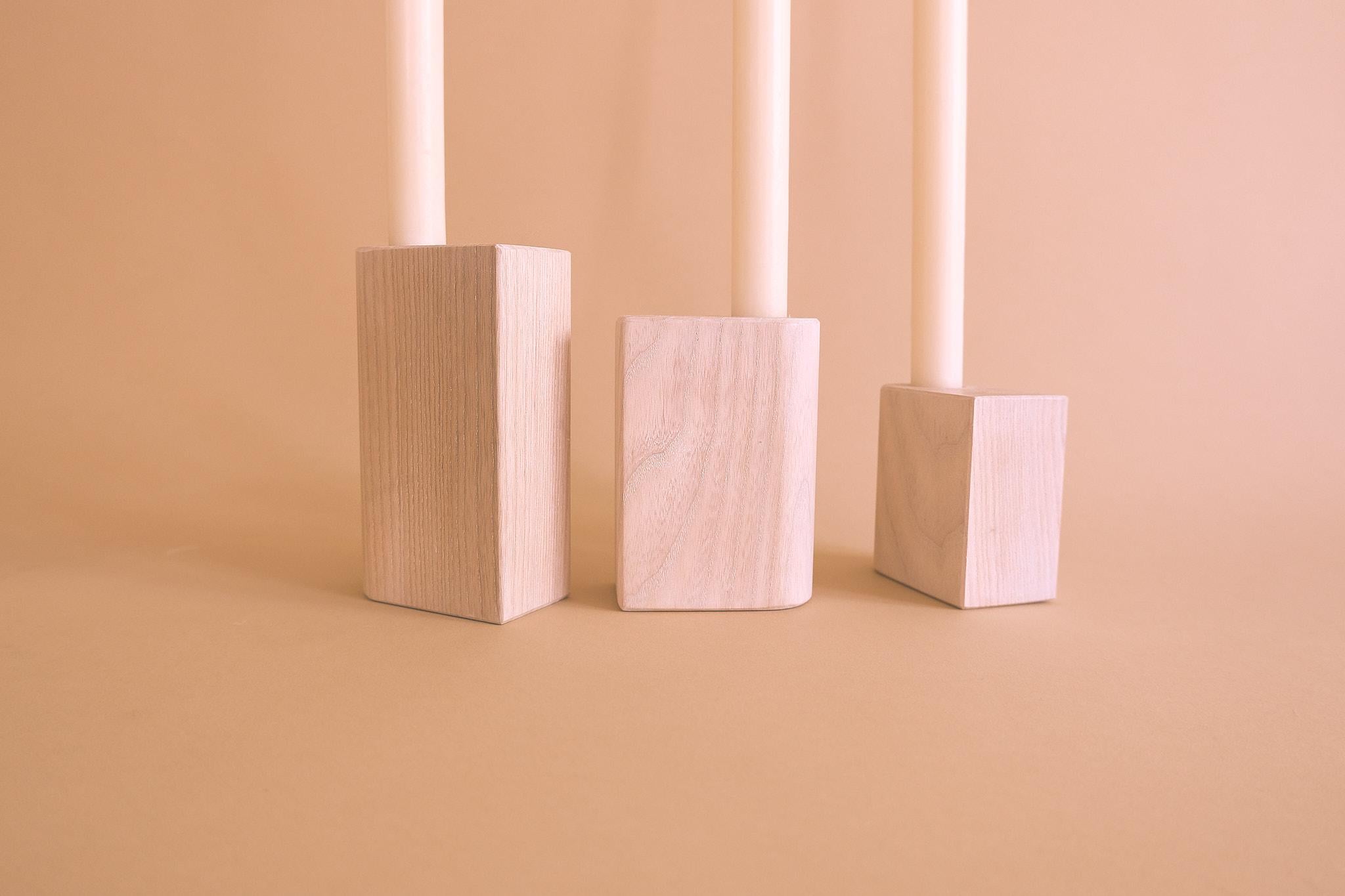 American Solid Wood Candleholders - Ash For Sale