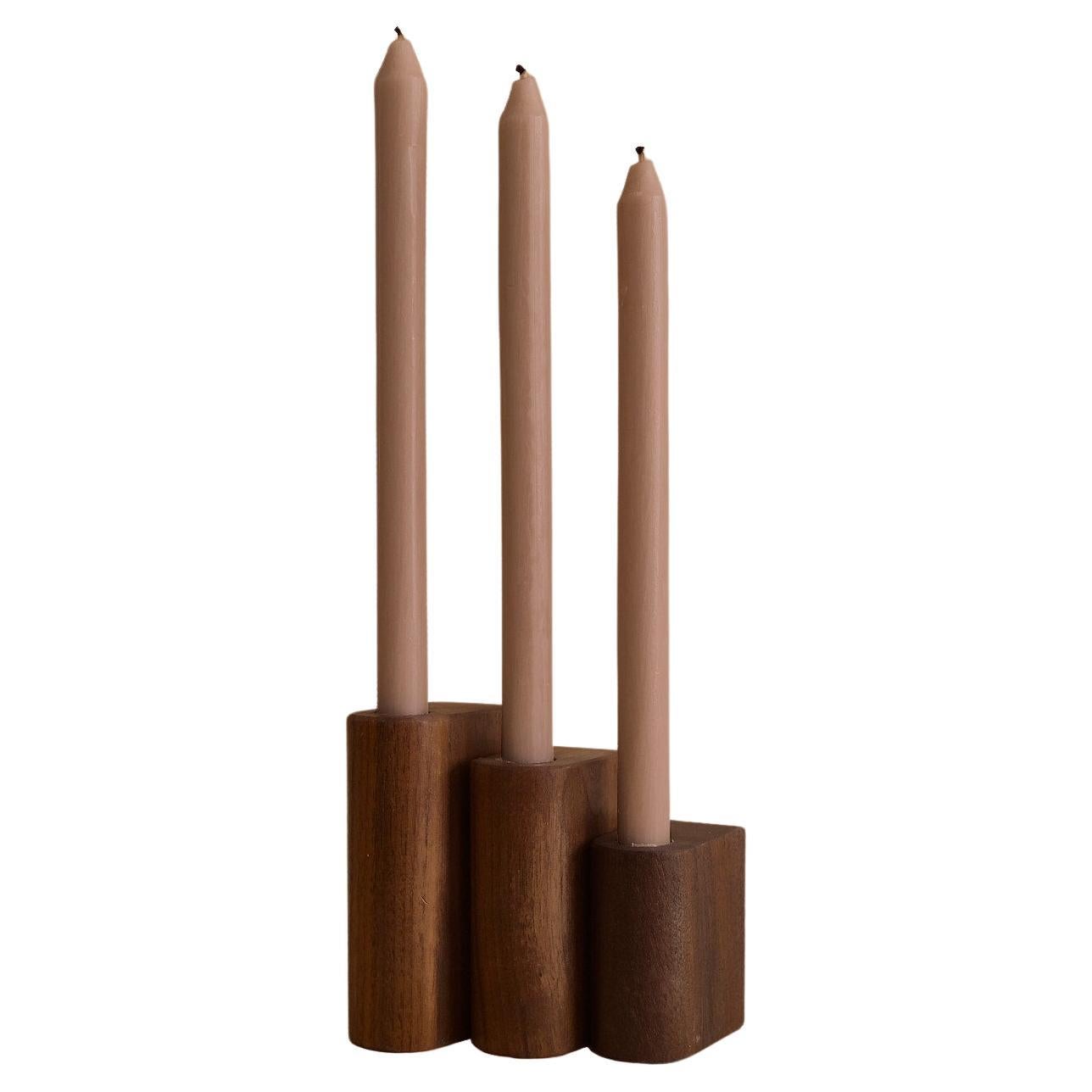 Solid Wood Candleholders, Walnut For Sale