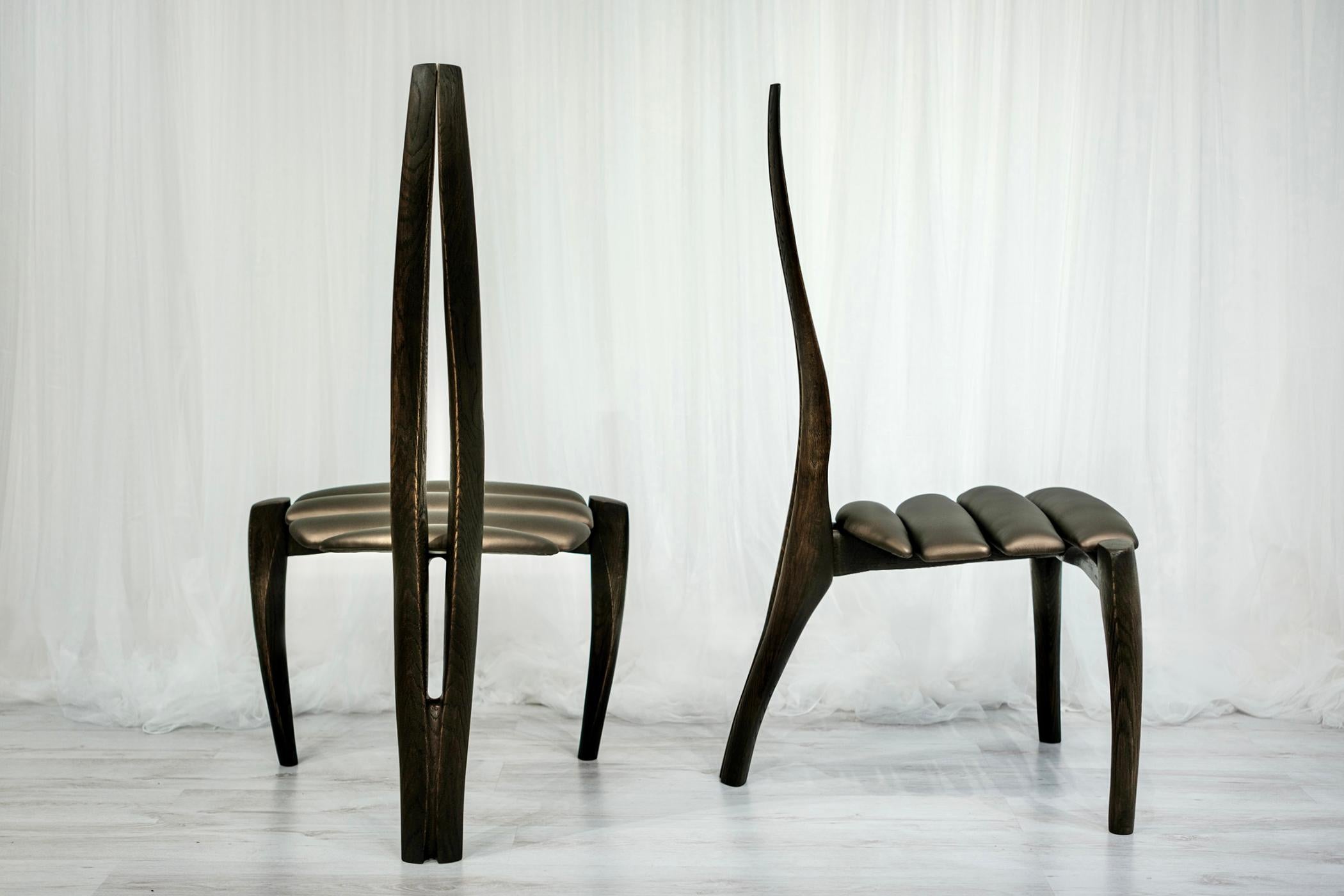 British Solid wood carved and leather Vennaxa Chair For Sale