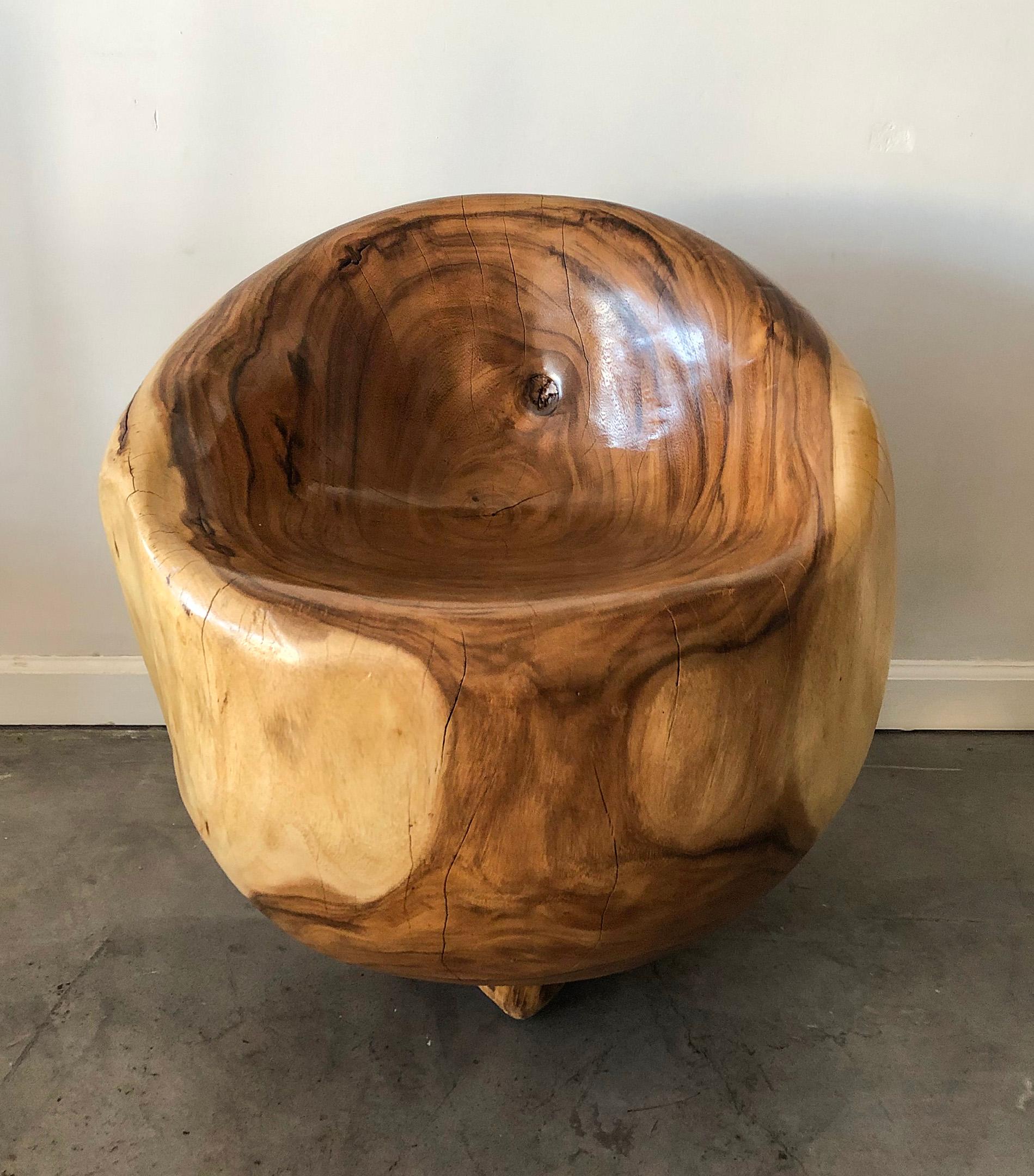 Solid Wood Carved Modern Ball Chair at 1stDibs wooden ball chair, wood ball chair, wood modern