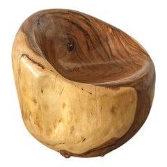 Solid Wood Carved Modern Ball Chair