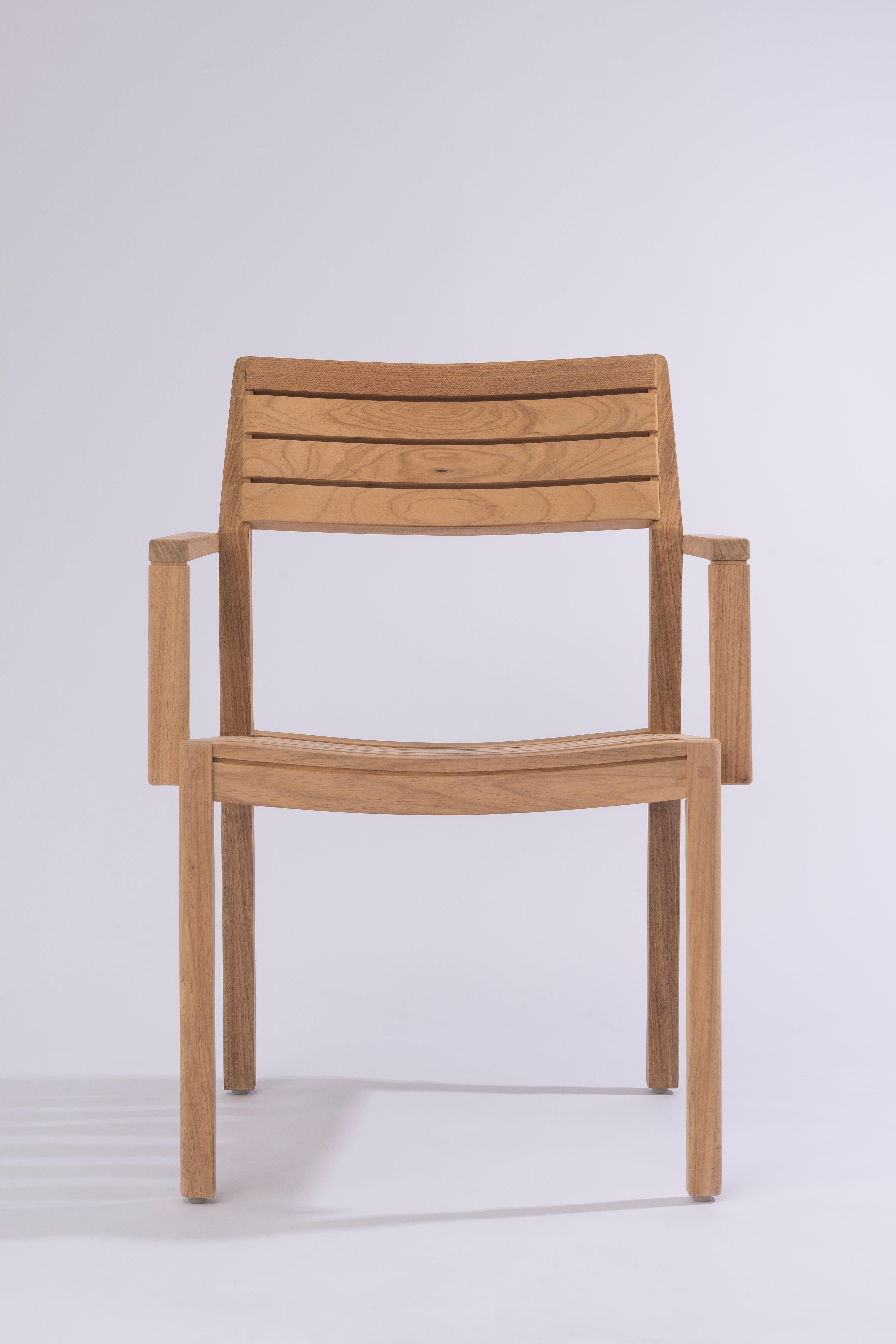 Solid Wood Chair in Teak, with Wooden Slats, for the Outside, Outdoor Resistant  For Sale 1