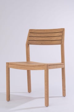 Solid Wood Chair in Teak, with Wooden Slats, for the Outside, Outdoor Resistant