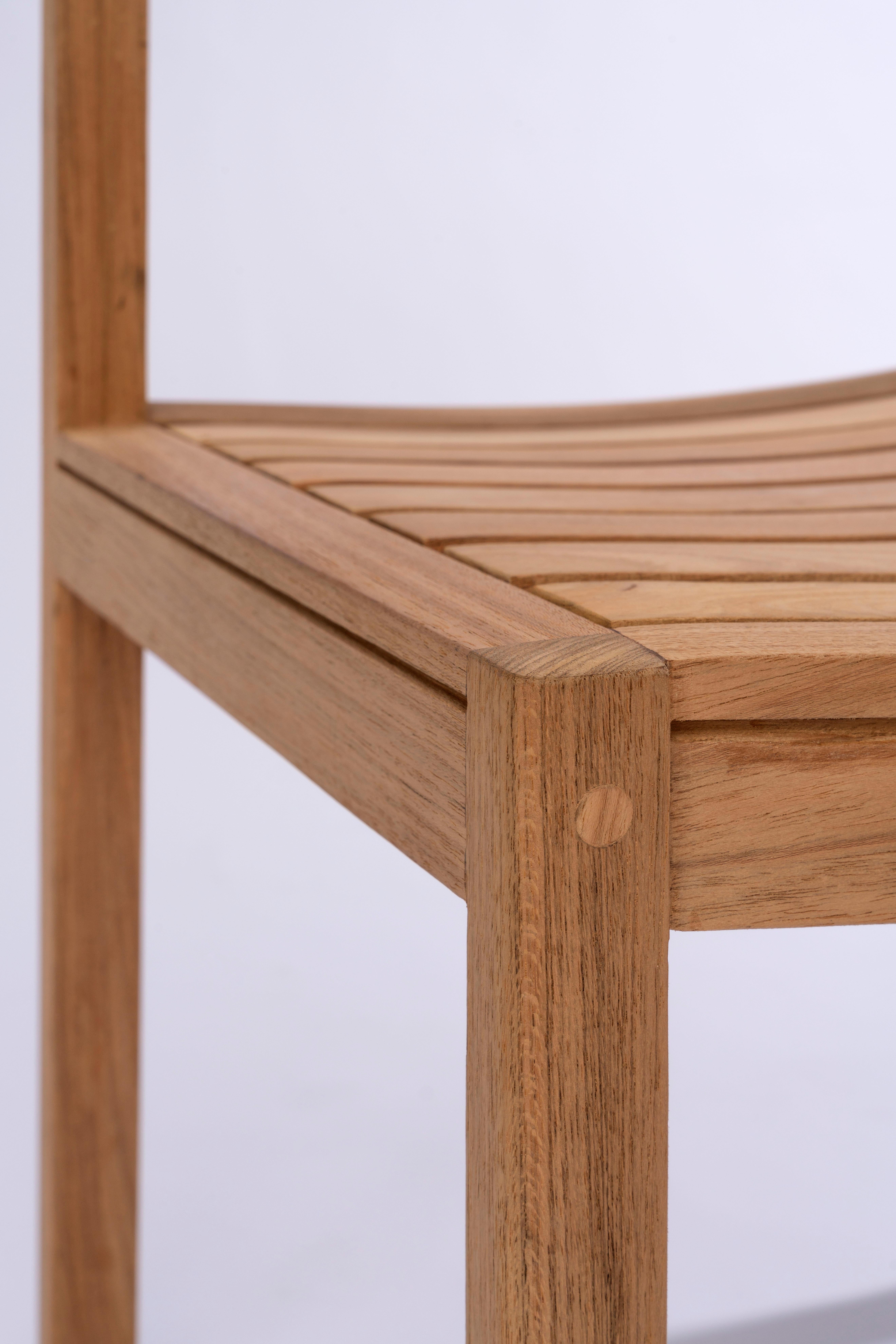 Contemporary Solid Wood Chair in Teak, with Wooden Slats, for the Outside, Outdoor Resistant  For Sale