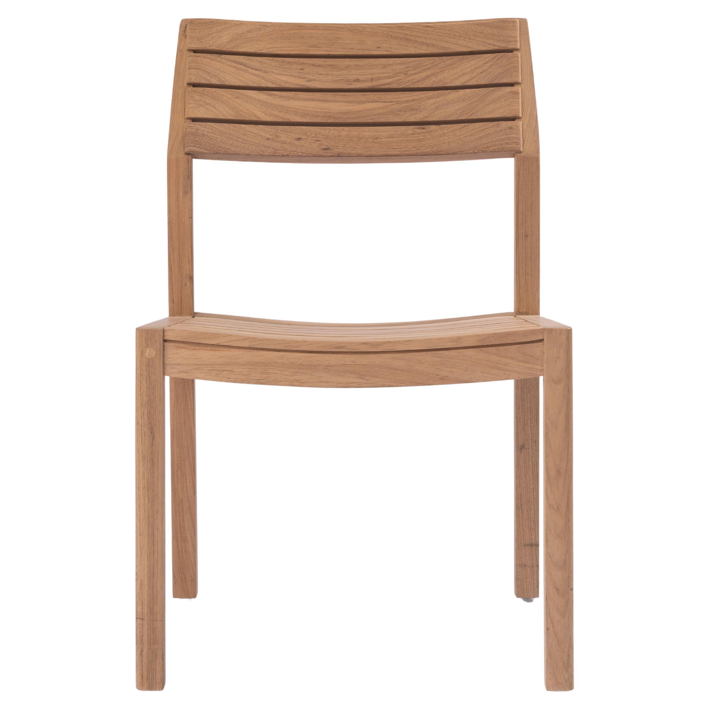 Solid Wood Chair in Teak, with Wooden Slats, for the Outside, Outdoor Resistant  For Sale