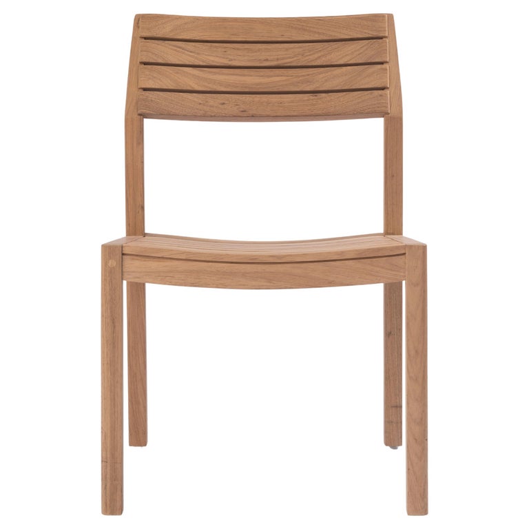 Solid Wood Chair in Teak, with Wooden Slats, for the Outside, Outdoor Resistant For Sale at 1stDibs
