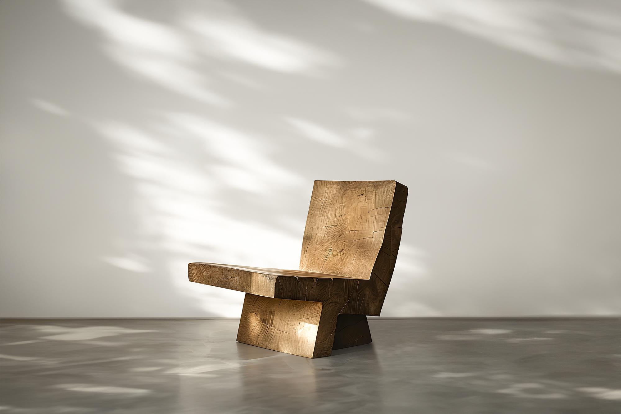 Minimalistischer Stuhl aus Massivholz Muted von Joel Escalona No15, Muted (Brutalismus) im Angebot