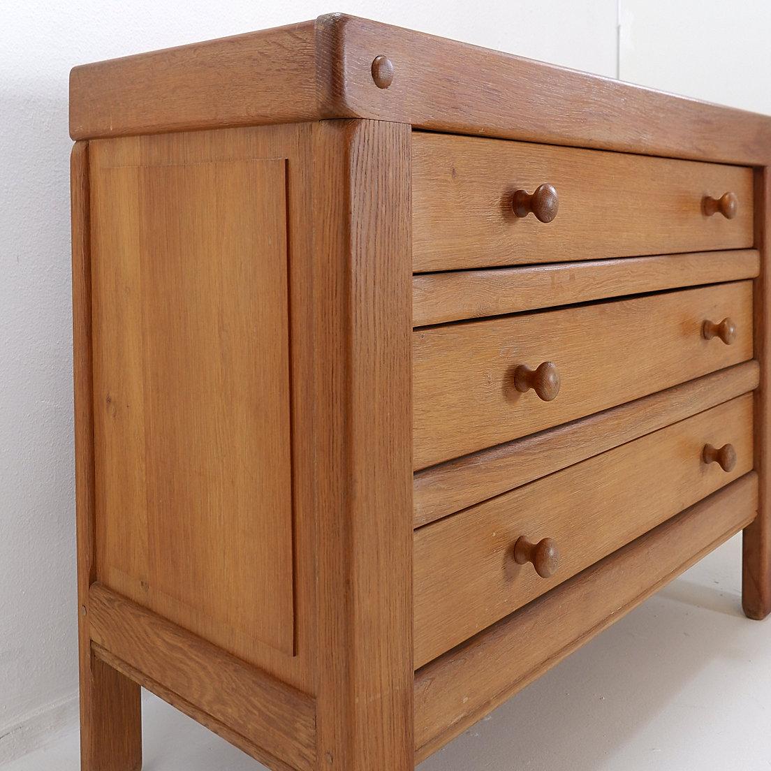 Solid Wood Chest Of Drawers in the style of Pierre Chapo - 1960s For Sale 9