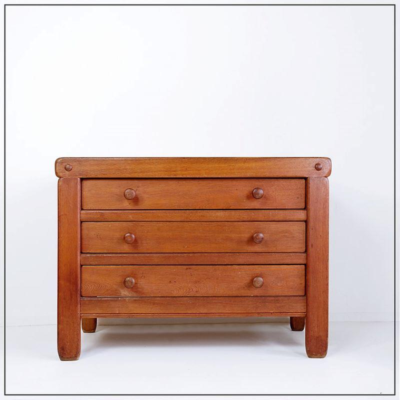 Mid-Century Modern Solid Wood Chest Of Drawers in the style of Pierre Chapo - 1960s