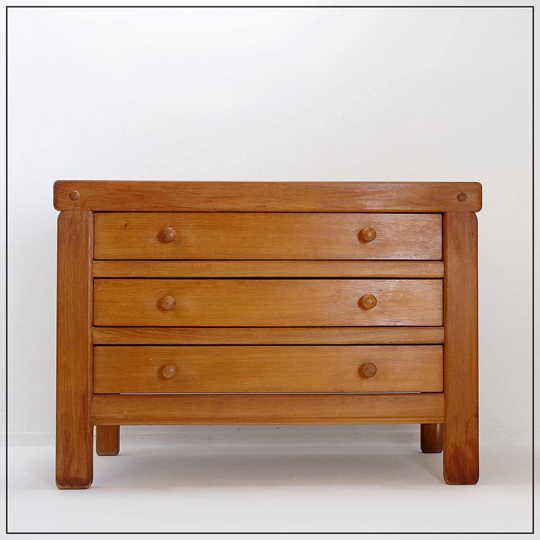 Solid Wood Chest Of Drawers in the style of Pierre Chapo - 1960s For Sale 3