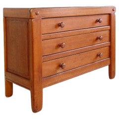 Solid Wood Chest Of Drawers in the style of Pierre Chapo - 1960s