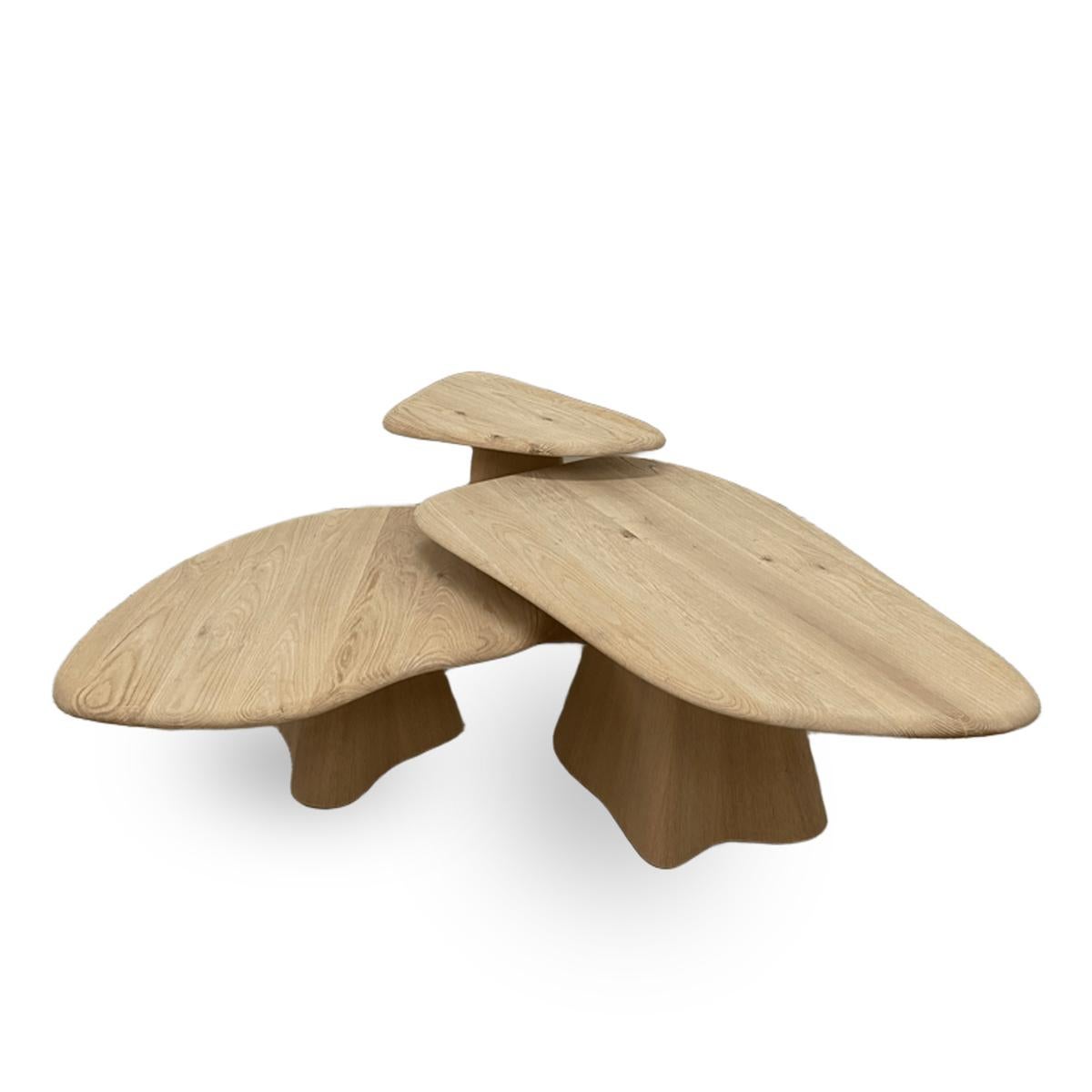 Fait main Set de tables basses en bois massif - LAGOON en vente