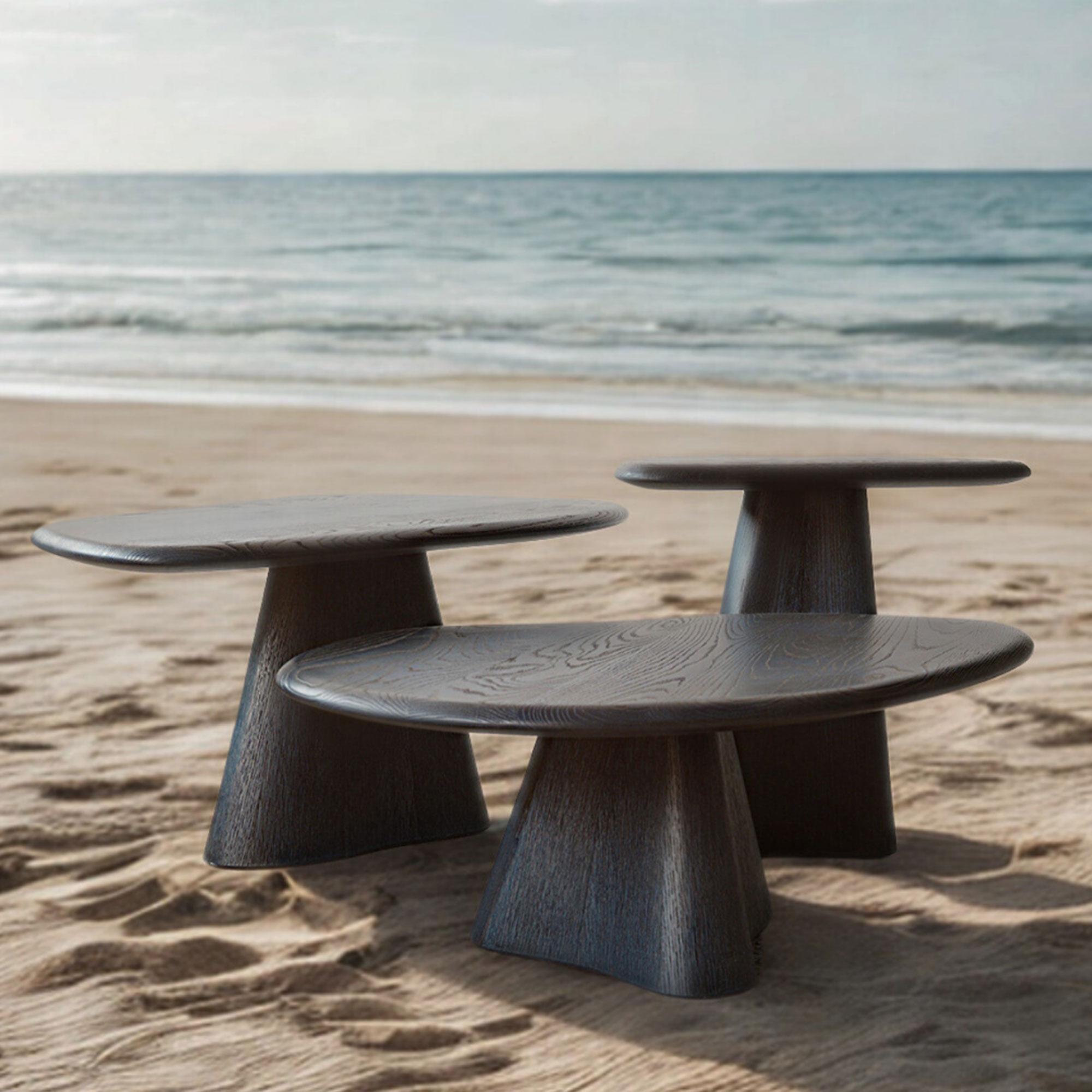 Oak Solid Wood Coffee Table Set – LAGOON For Sale