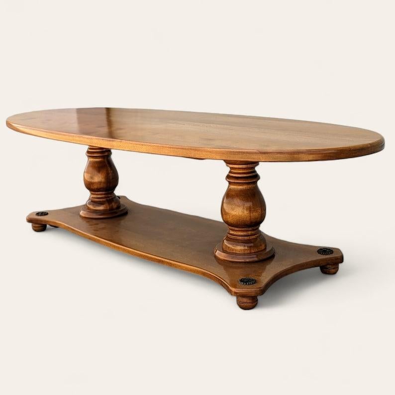 Table basse en bois massif avec plateau de surf, Vintage Hollywood Regency, Mid Century en vente 4