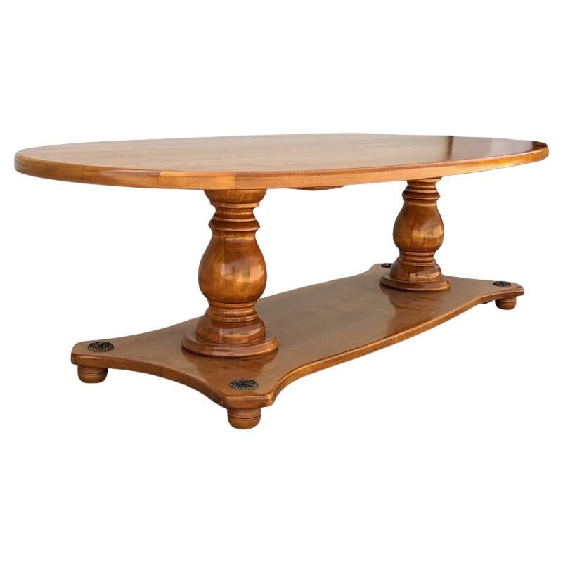 Solid Wood Coffee Table Surfboard Top, Vintage Hollywood Regency, Mid Century