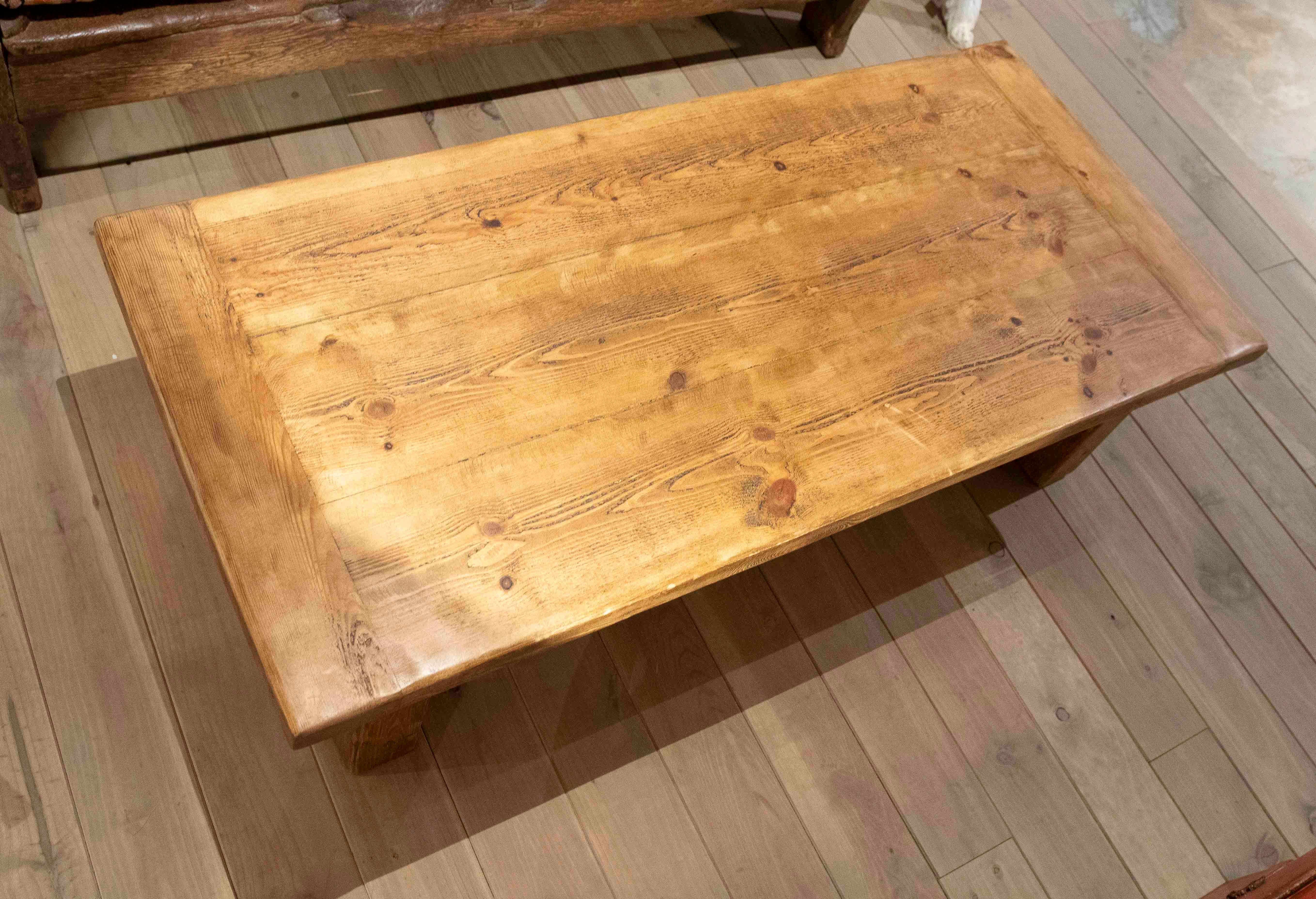 Solid Wood Coffee Table with Natural Finish For Sale 6