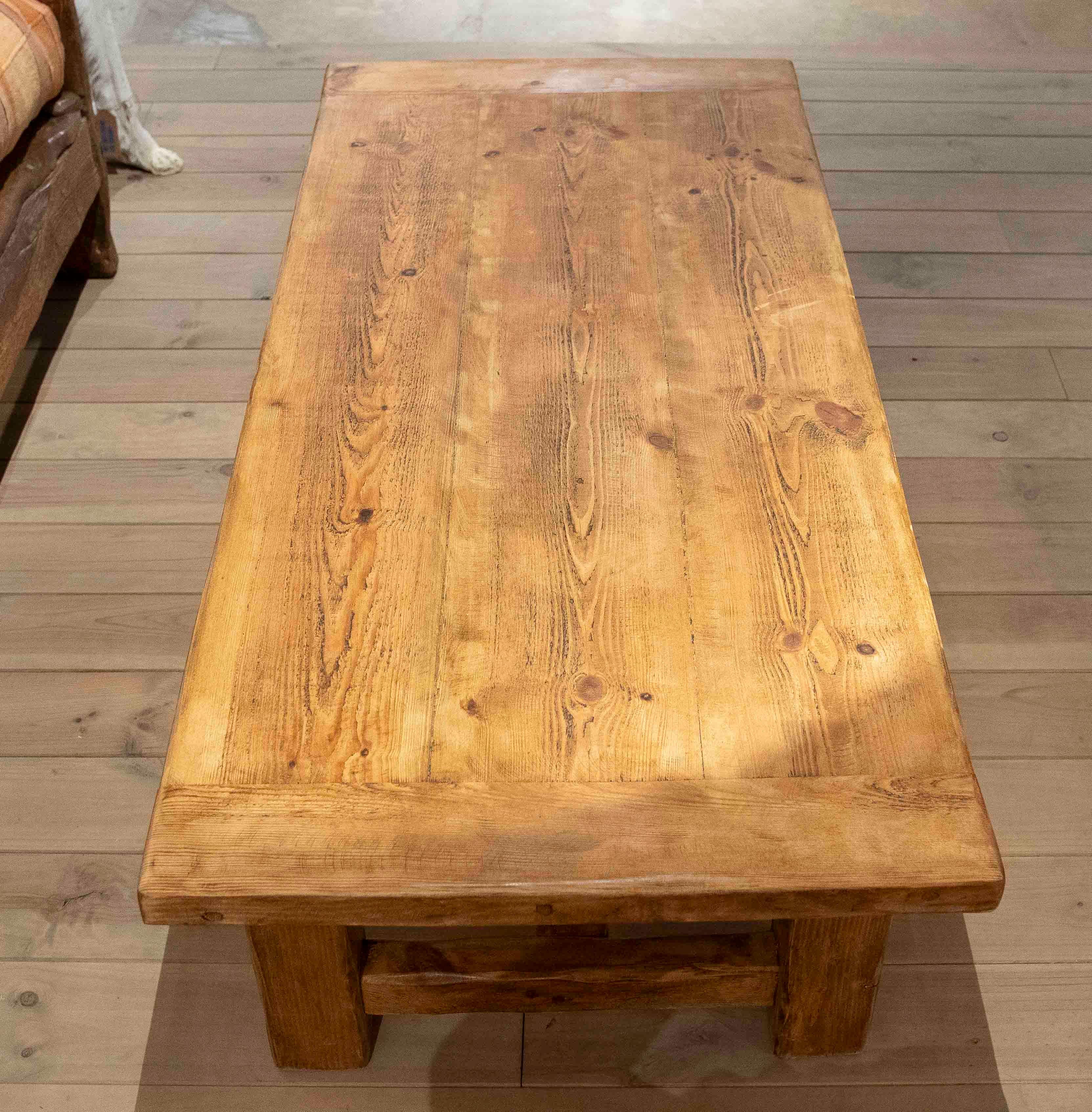 Solid Wood Coffee Table with Natural Finish For Sale 7