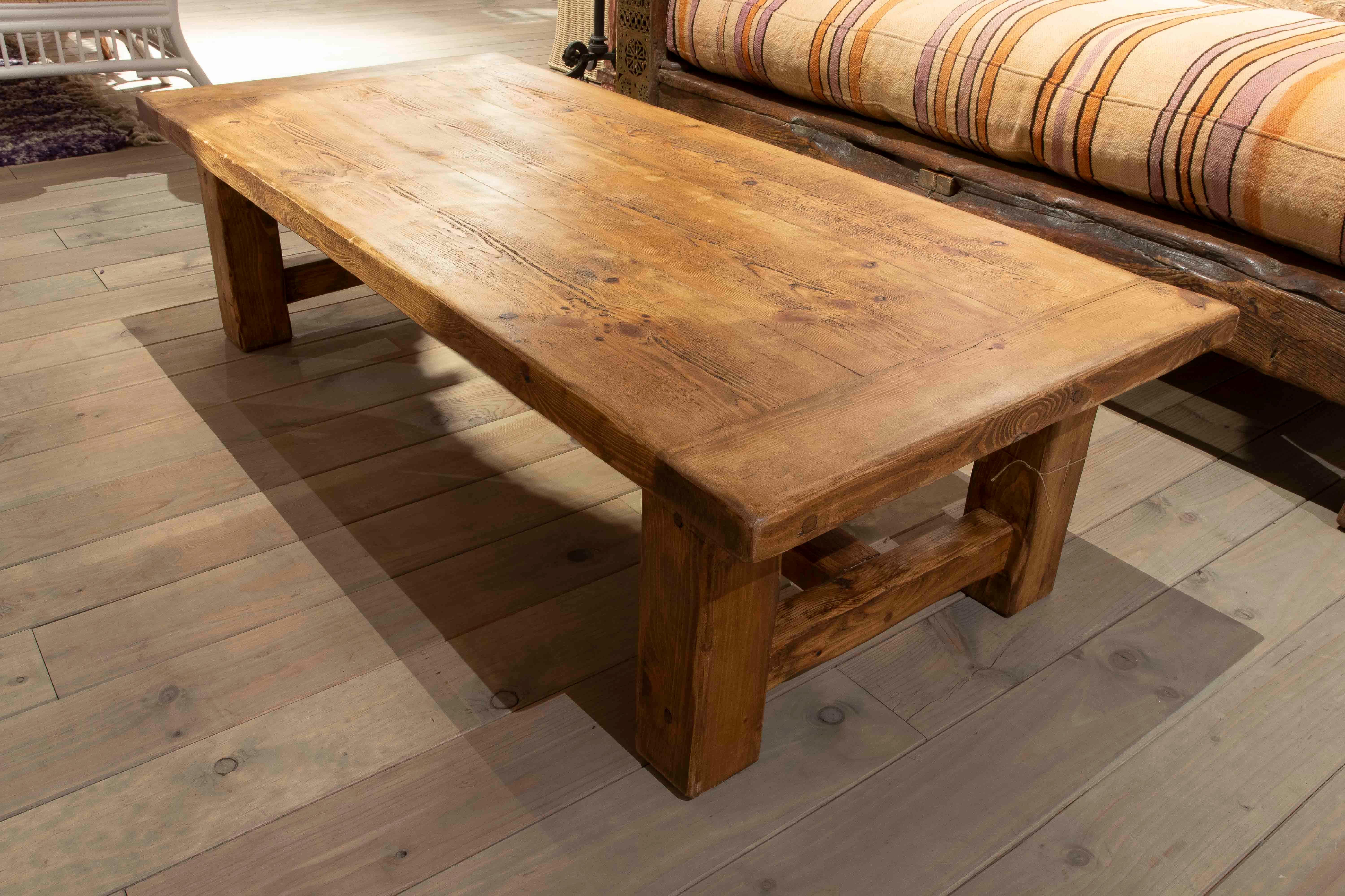 Solid Wood Coffee Table with Natural Finish For Sale 1