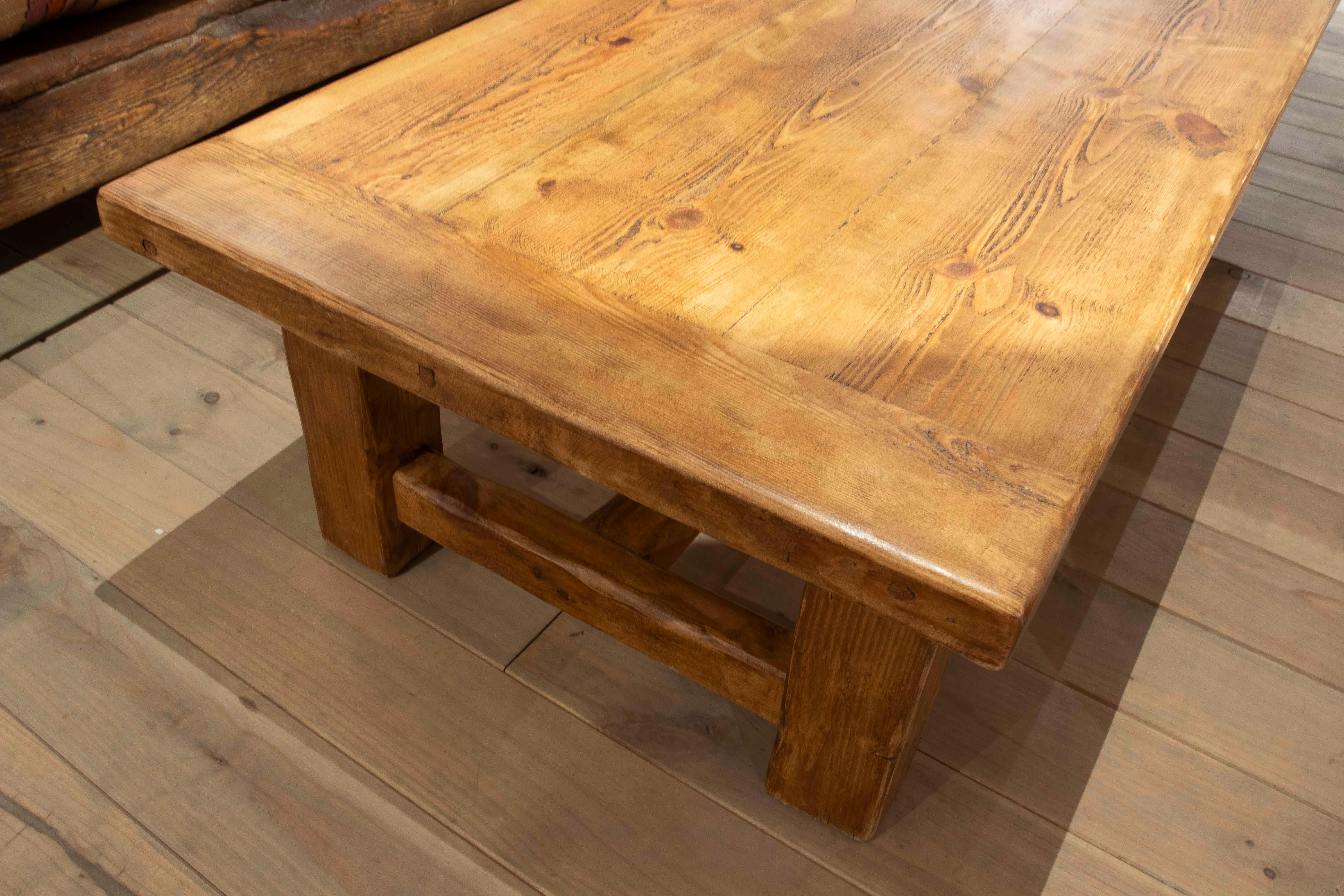 Solid Wood Coffee Table with Natural Finish For Sale 4
