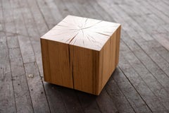 Solid Wood Cube Short Pedestal, Art Display, Side Table, Plinth in Red Oak
