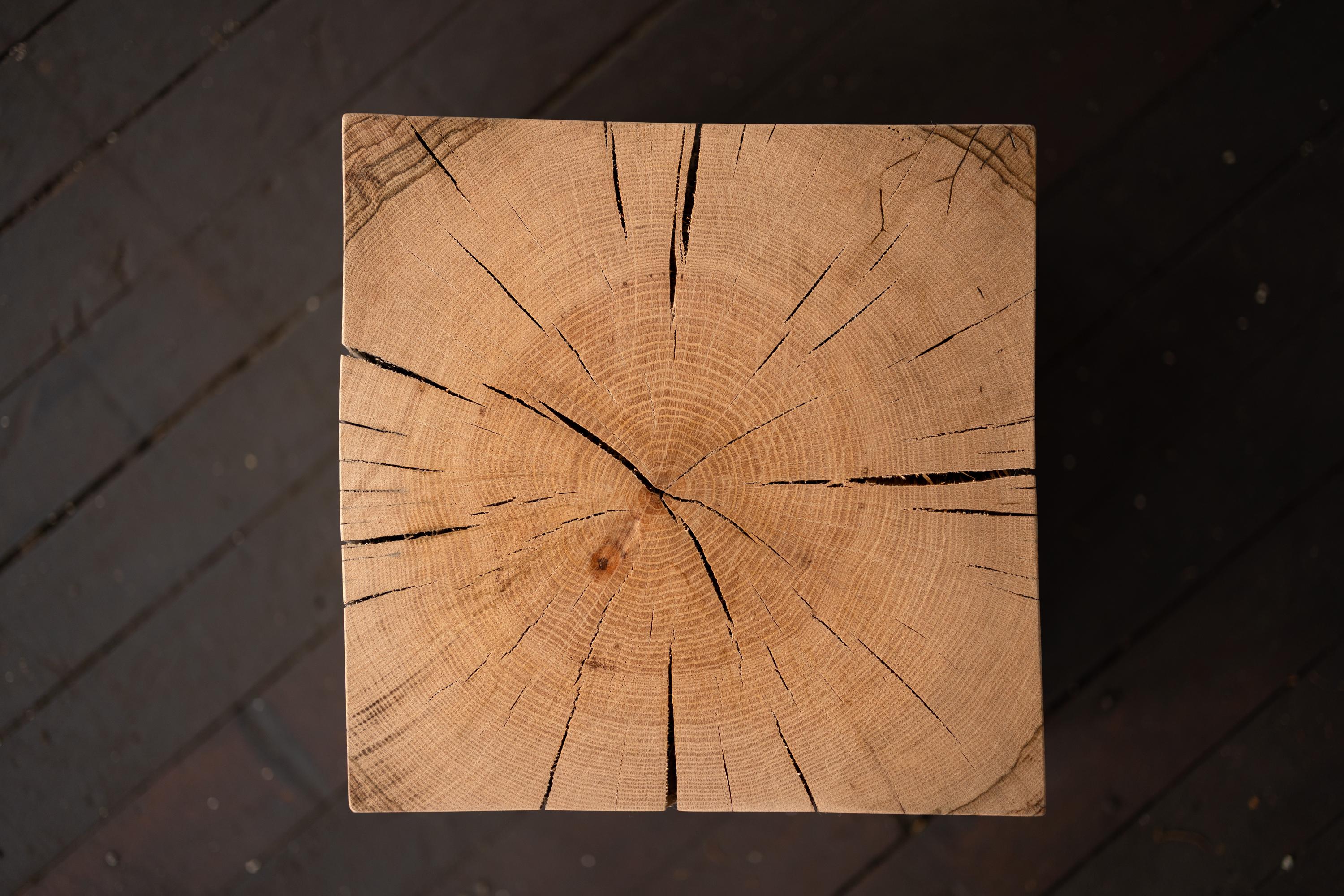Solid Wood Cube Short Pedestal, Art Display, Side Table, Plinth in Red Oak In New Condition For Sale In Birmingham, AL