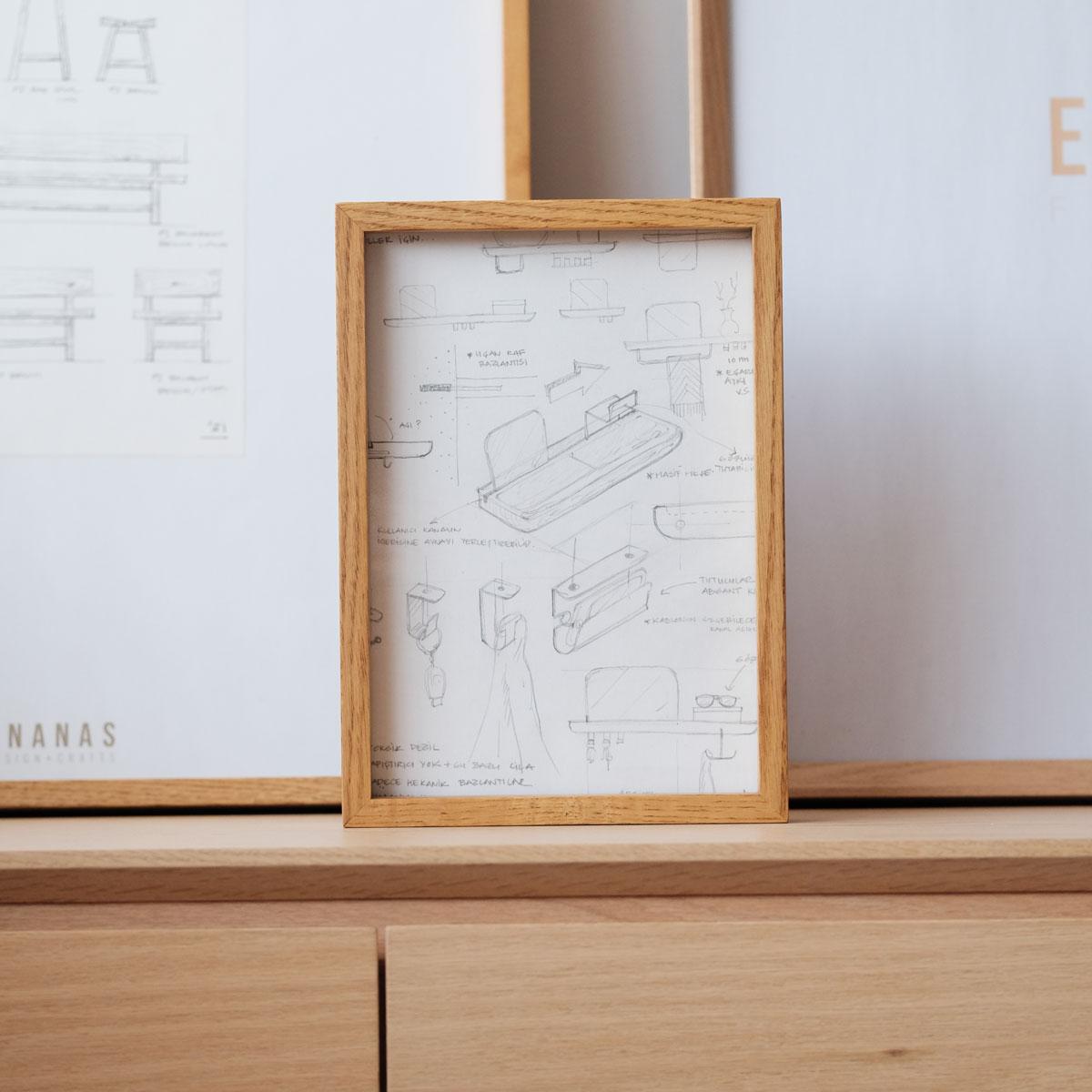 Marco decorativo de madera maciza, roble - EDGE - 32x42 Moderno en venta