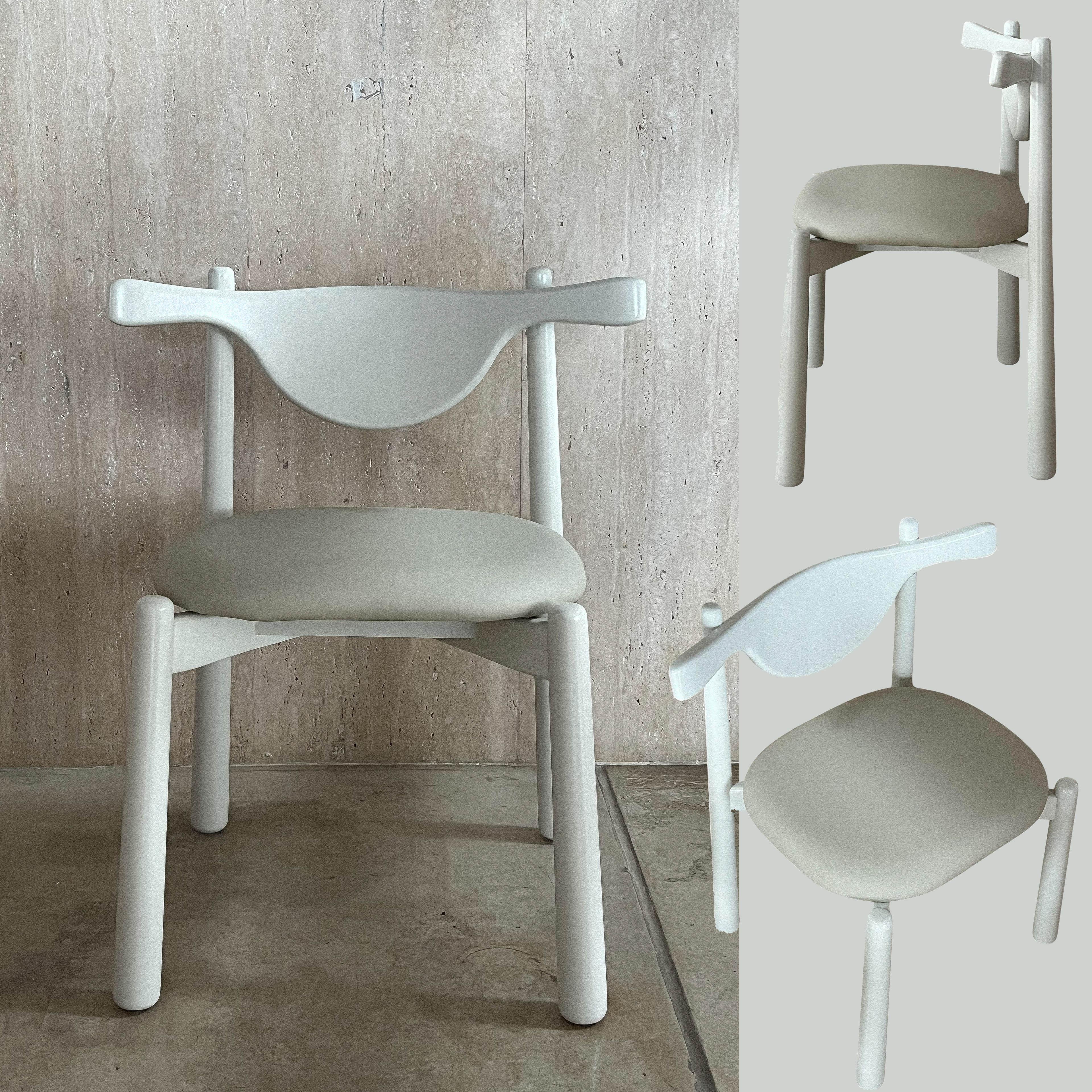 Solid wood Dining Chair Aratu - upholstered seat. For Sale 6