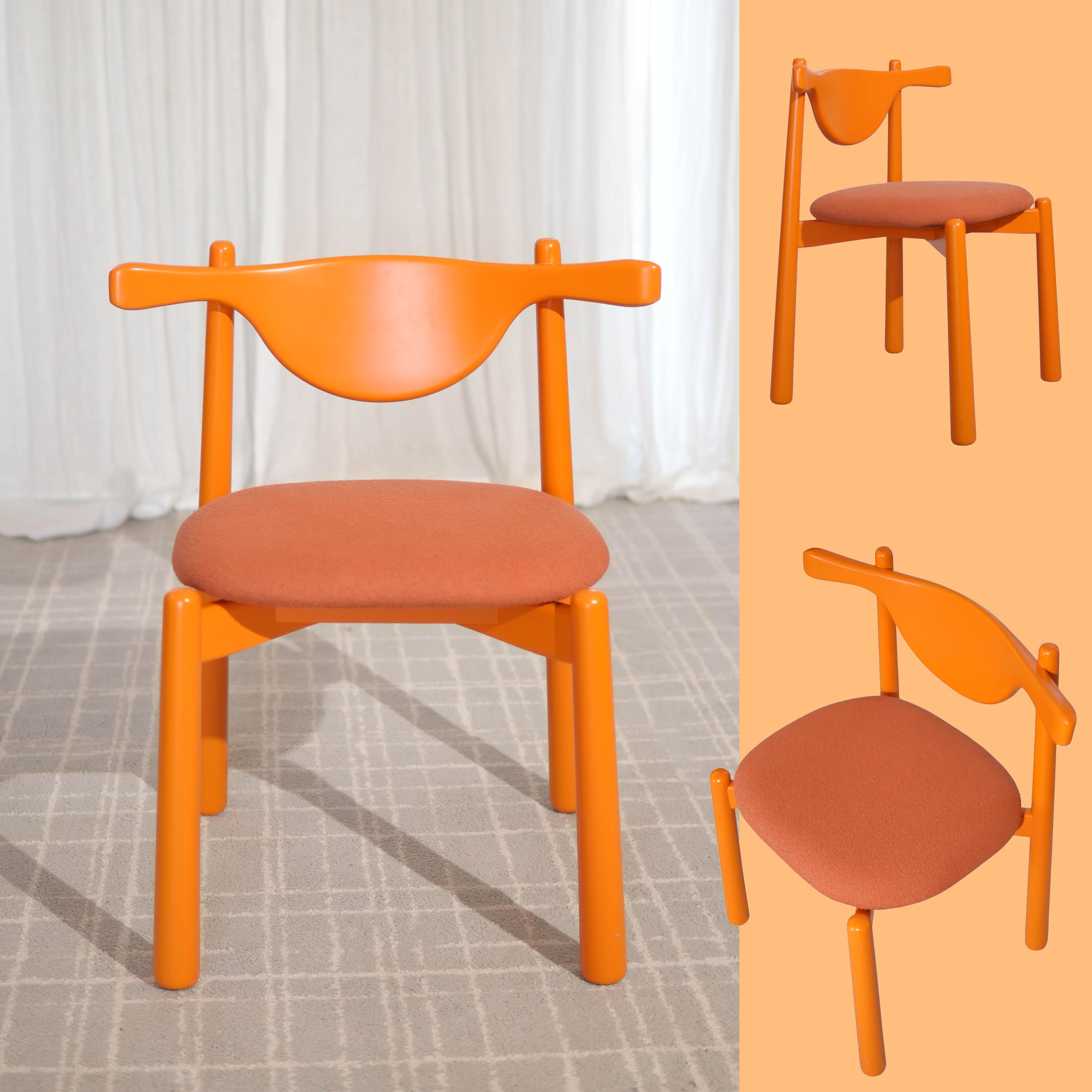 Organic Modern Solid wood Dining Chair Aratu - upholstered seat. For Sale