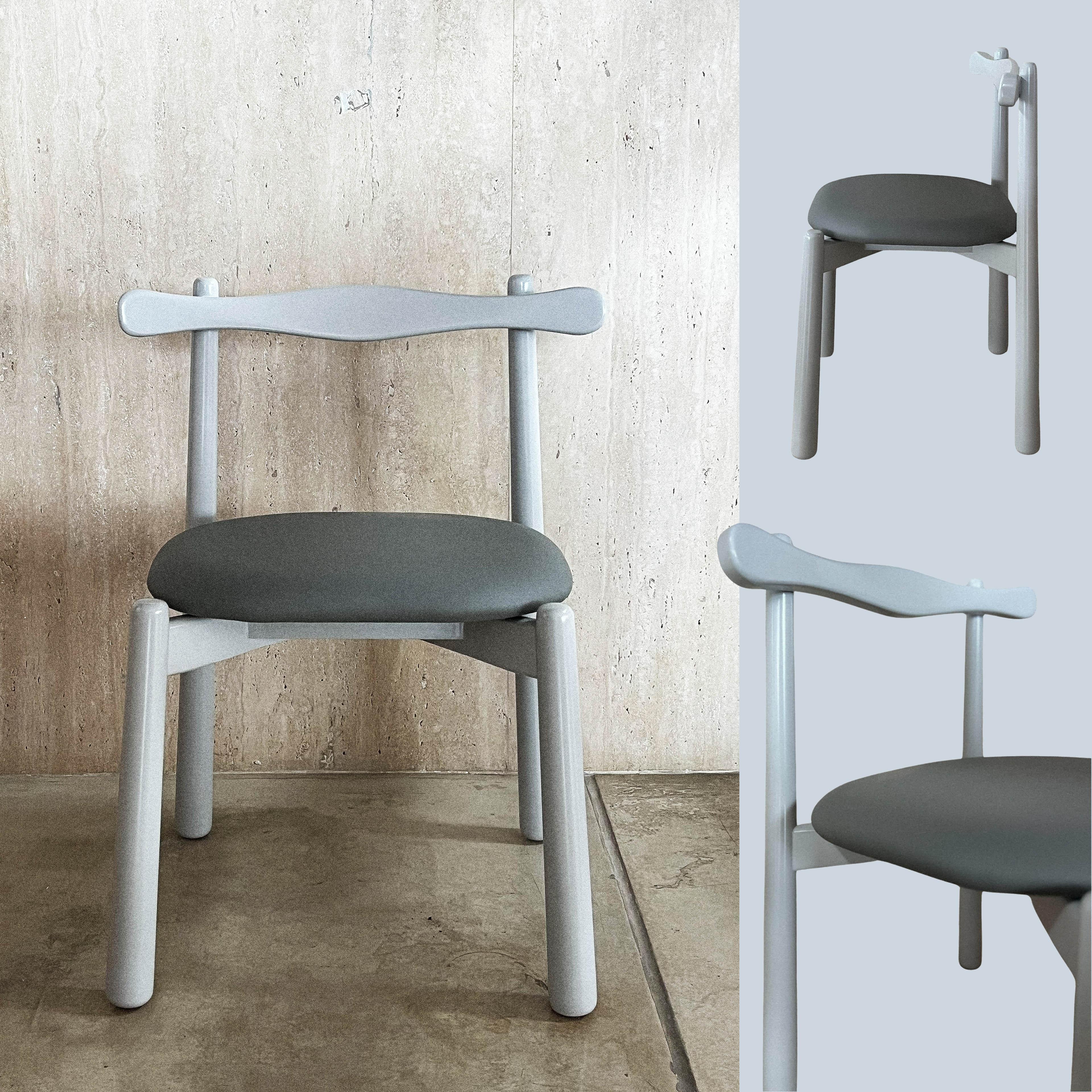Organic Modern Solid wood Dining Chair Uçá - upholstered seat. For Sale