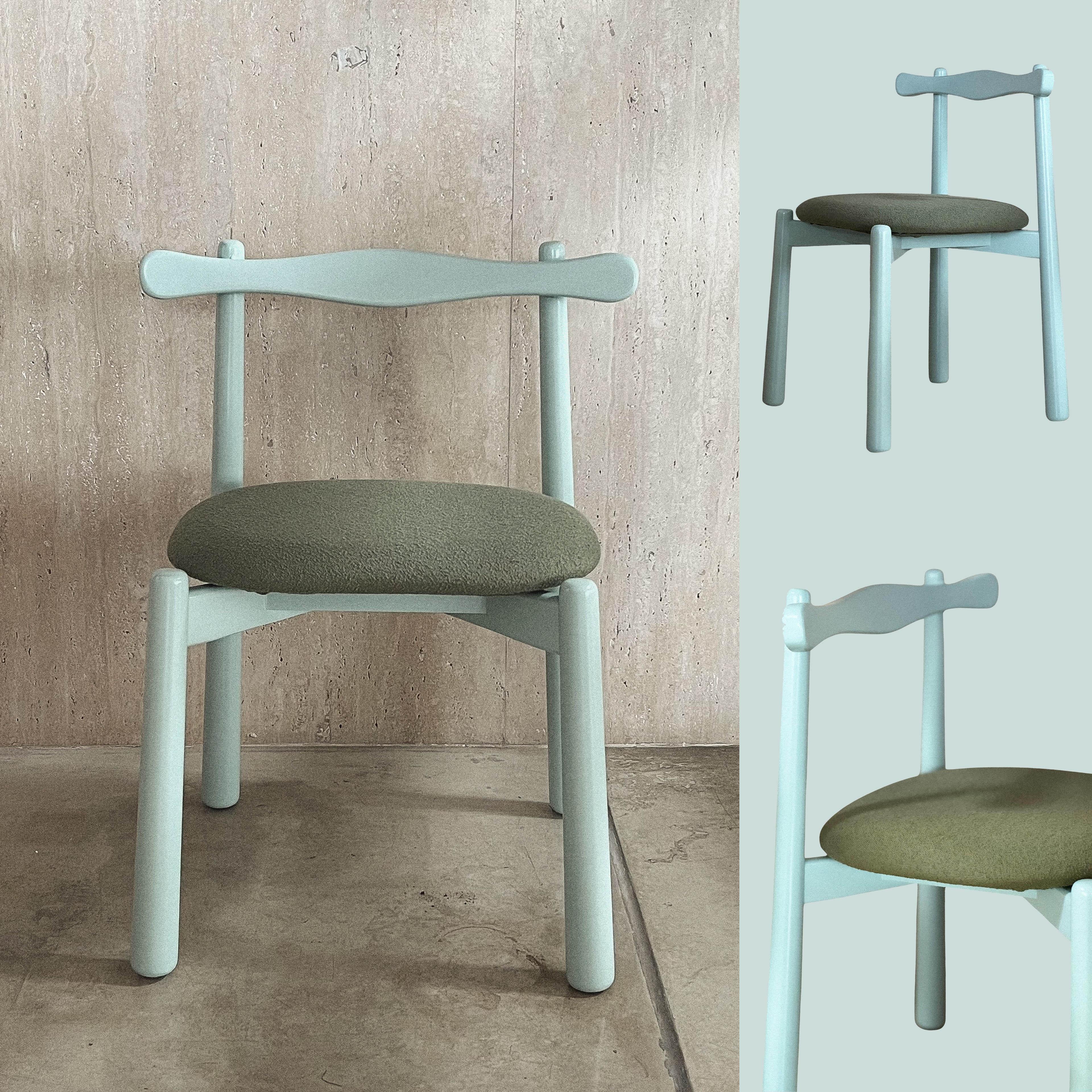 Contemporary Solid wood Dining Chair Uçá - upholstered seat. For Sale