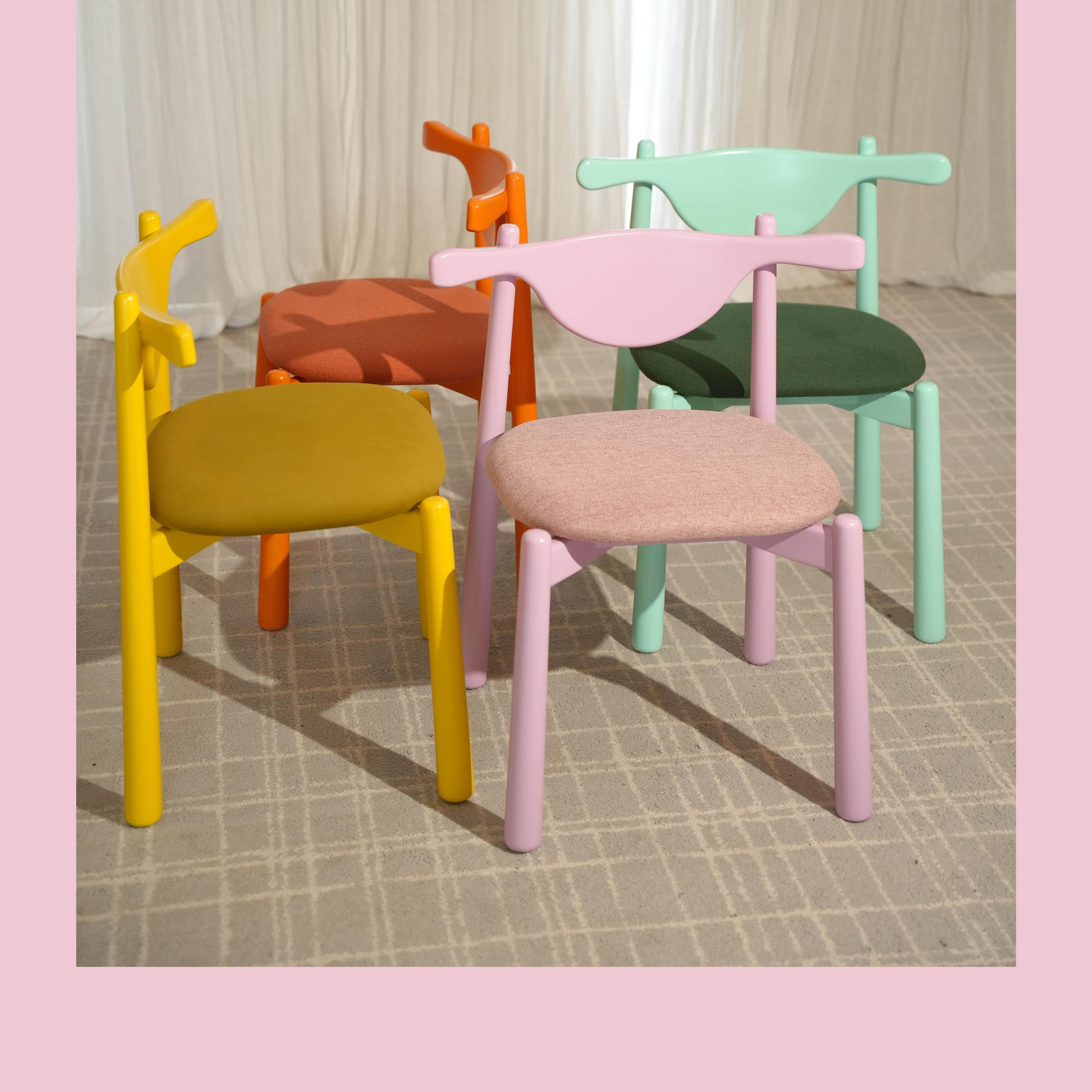 Hardwood Solid wood Dining Chair Uçá - upholstered seat. For Sale