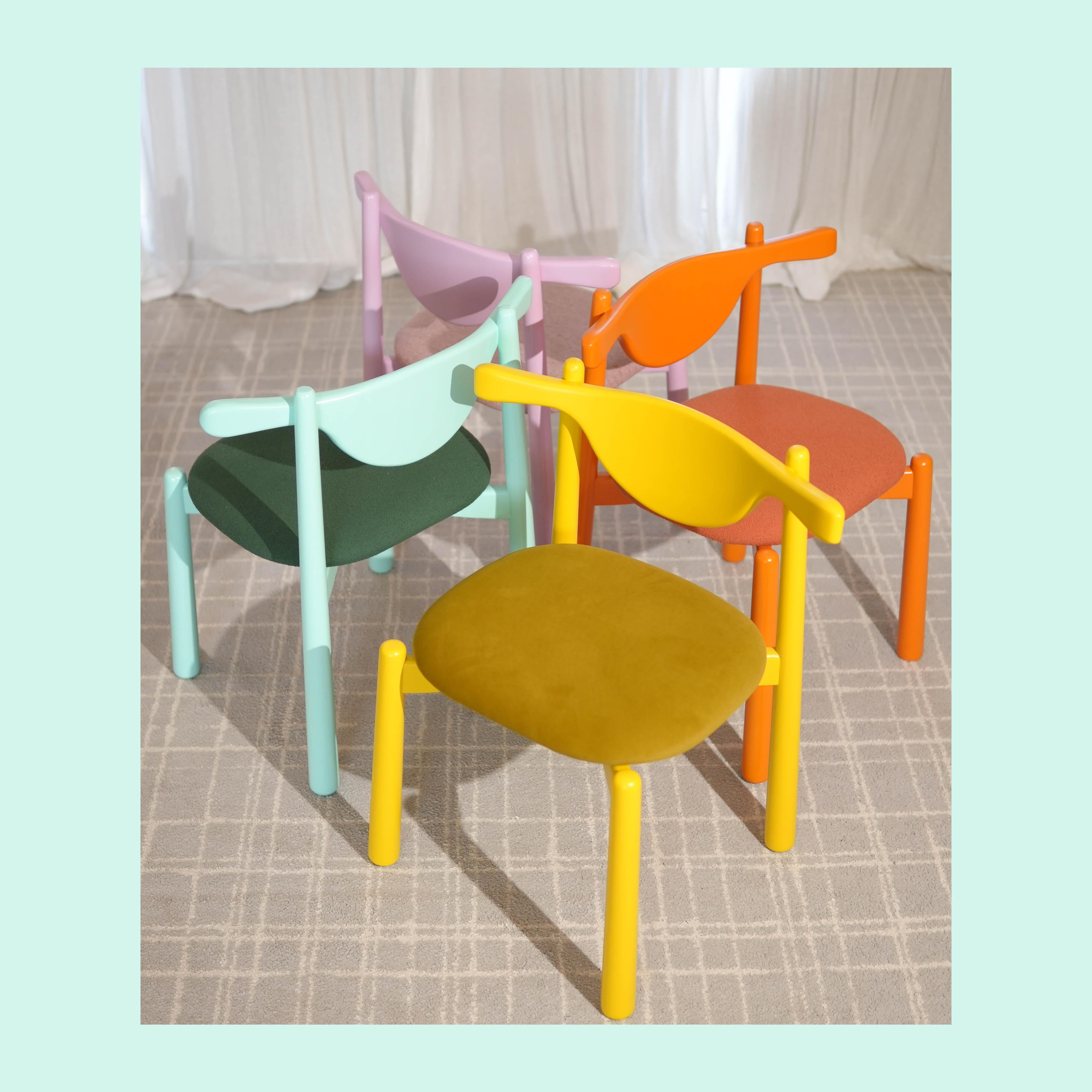 Solid wood Dining Chair Uçá - upholstered seat. For Sale 1