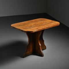 Solid wood dining table, French Alps, circa 1970