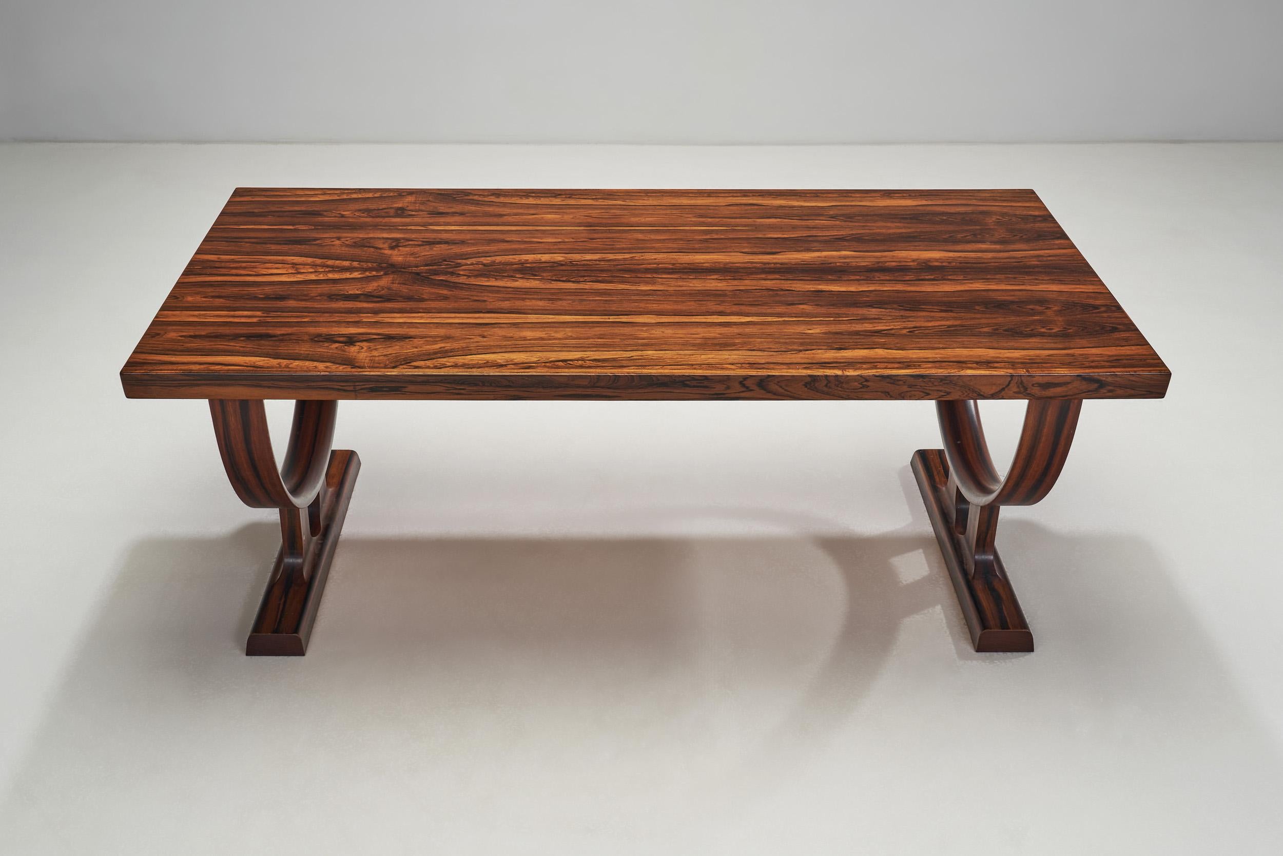 Solid Wood Dining Table with Circular Trestle Base, Scandinavia, 1970s For Sale 5