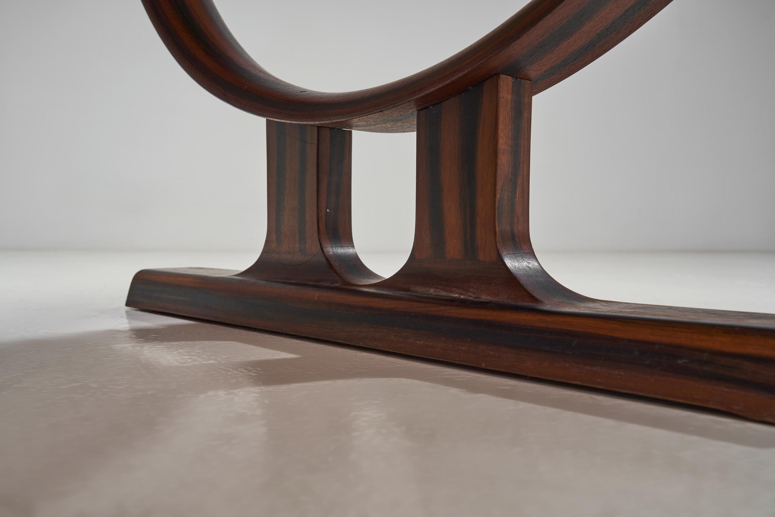 Solid Wood Dining Table with Circular Trestle Base, Scandinavia, 1970s For Sale 9
